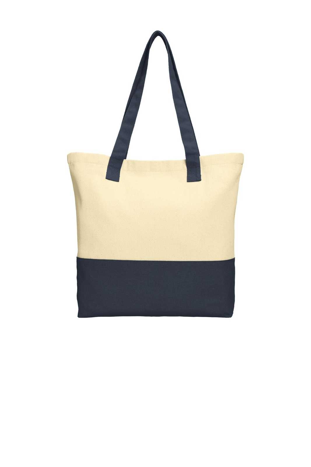 Port Authority BG414 Colorblock Cotton Tote - Natural Navy - HIT a Double - 1