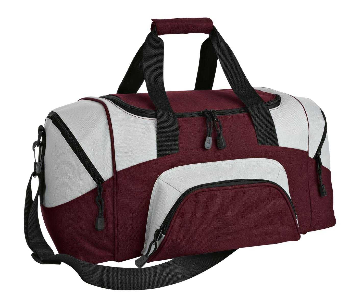 Port Authority BG990S Small Colorblock Sport Duffel - Maroon Gray - HIT a Double - 1
