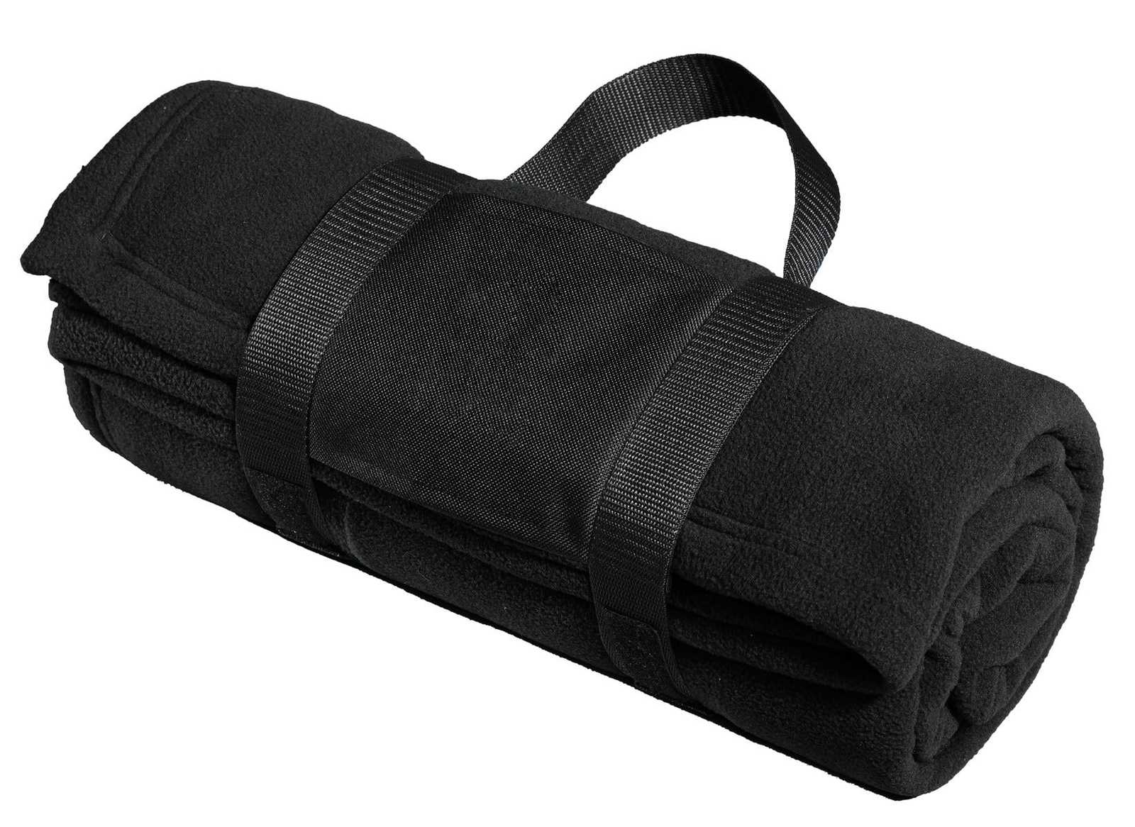 Port Authority BP20 Fleece Blanket with Carrying Strap - Black - HIT a Double - 1