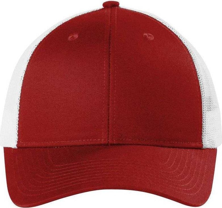 Port Authority C112LP Low-Profile Snapback Trucker Cap - Flame Red White - HIT a Double - 1