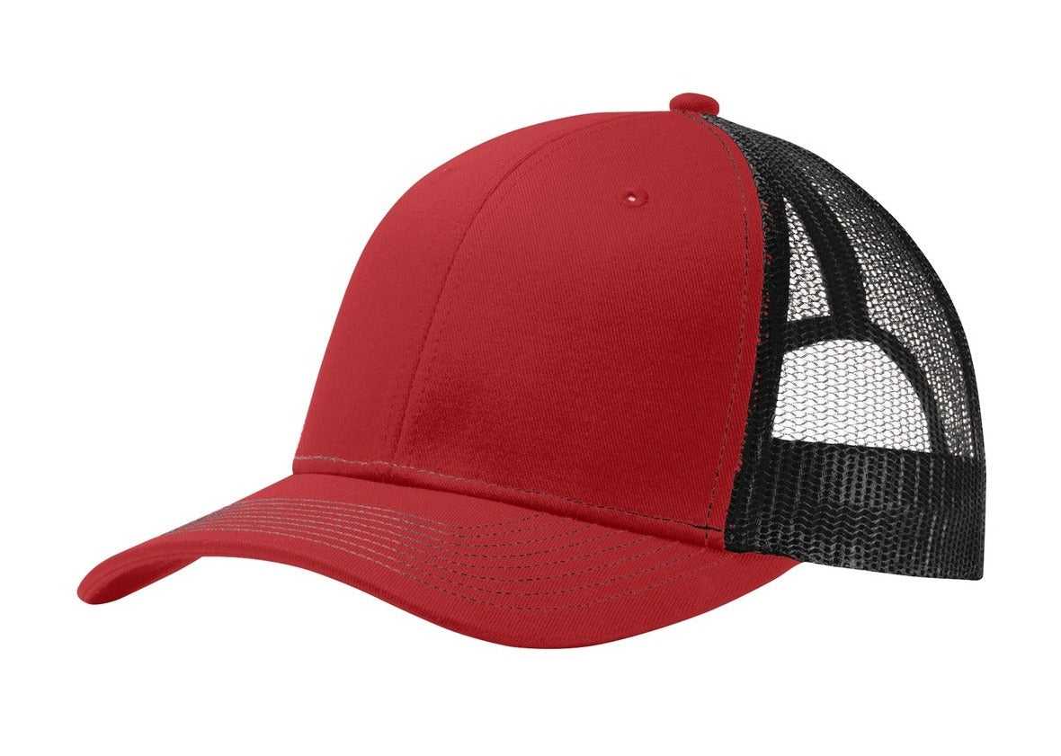 Port Authority C112 Snapback Trucker Cap - Flame Red Black - HIT a Double - 1