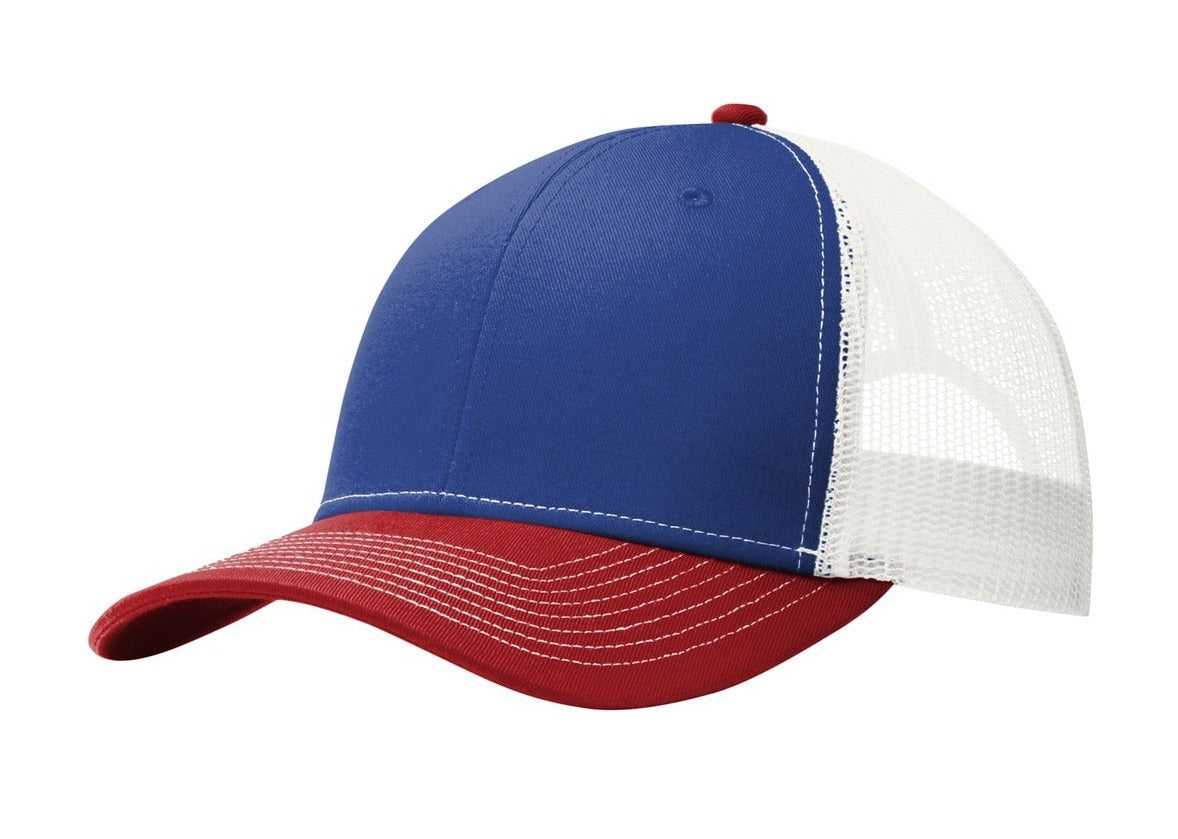 Port Authority C112 Snapback Trucker Cap - Patriot Blue Flame Red White - HIT a Double - 1