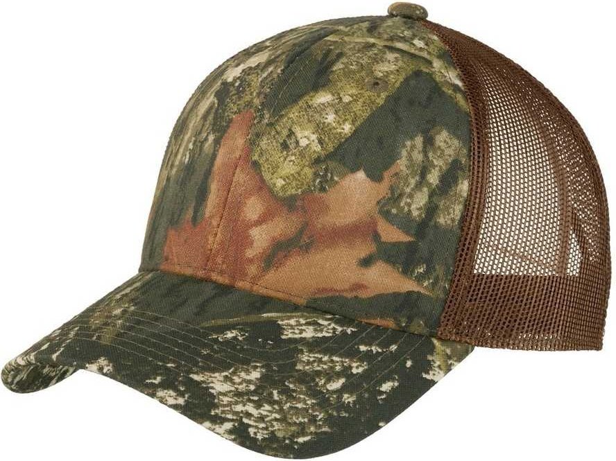 Port Authority C930 Structured Camouflage Mesh Back Cap - Mossy Oak New Break-Up Brown - HIT a Double - 1