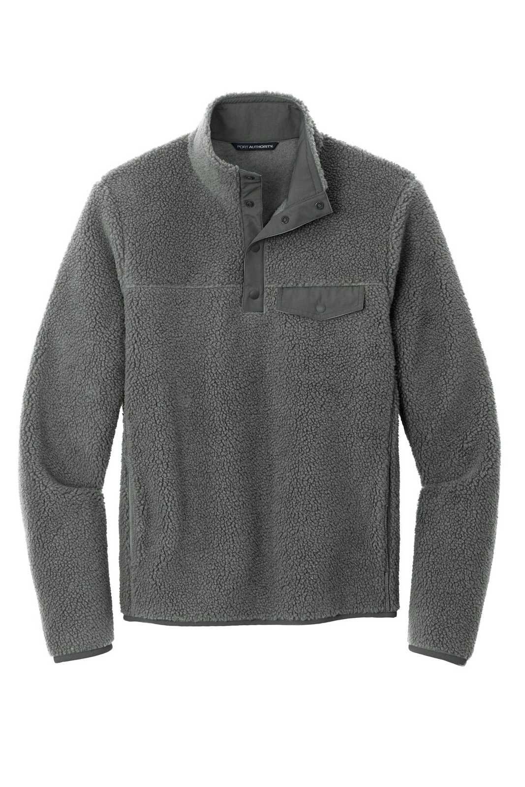 Port Authority F140 Camp Fleece Snap Pullover - Grey Steel - HIT a Double - 2
