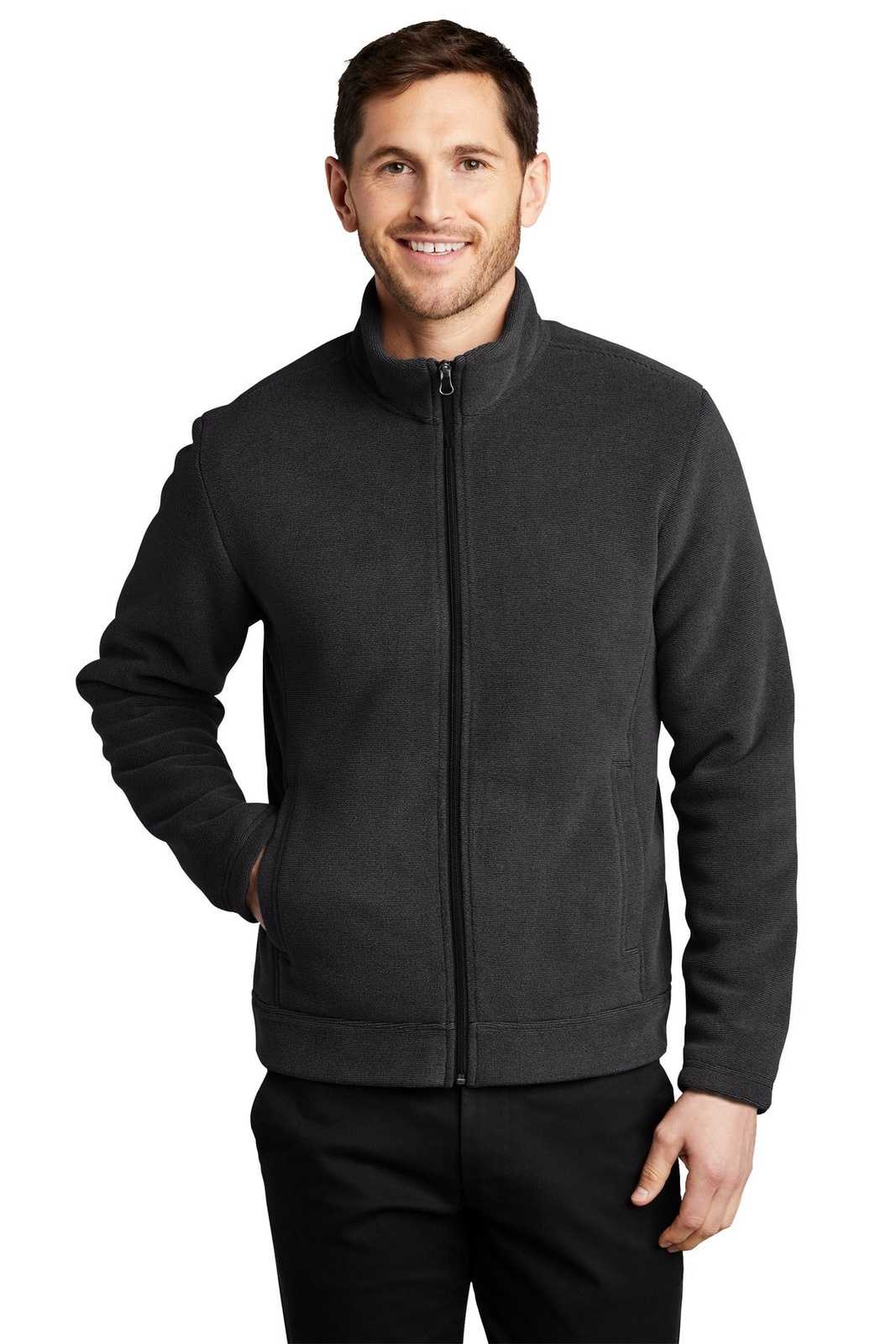 Port Authority F211 Ultra Warm Brushed Fleece Jacket - Graphite/ Deep Black - HIT a Double - 1