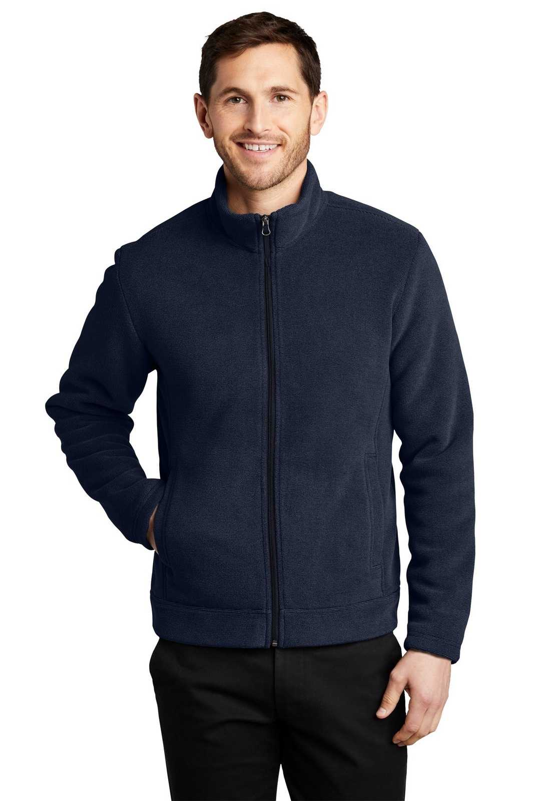 Port Authority F211 Ultra Warm Brushed Fleece Jacket - Insignia Blue/ River Blue Navy - HIT a Double - 1