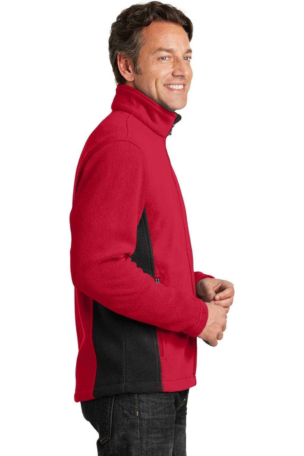 Port Authority F216 Colorblock Value Fleece Jacket - Rich Red Black - HIT a Double - 3