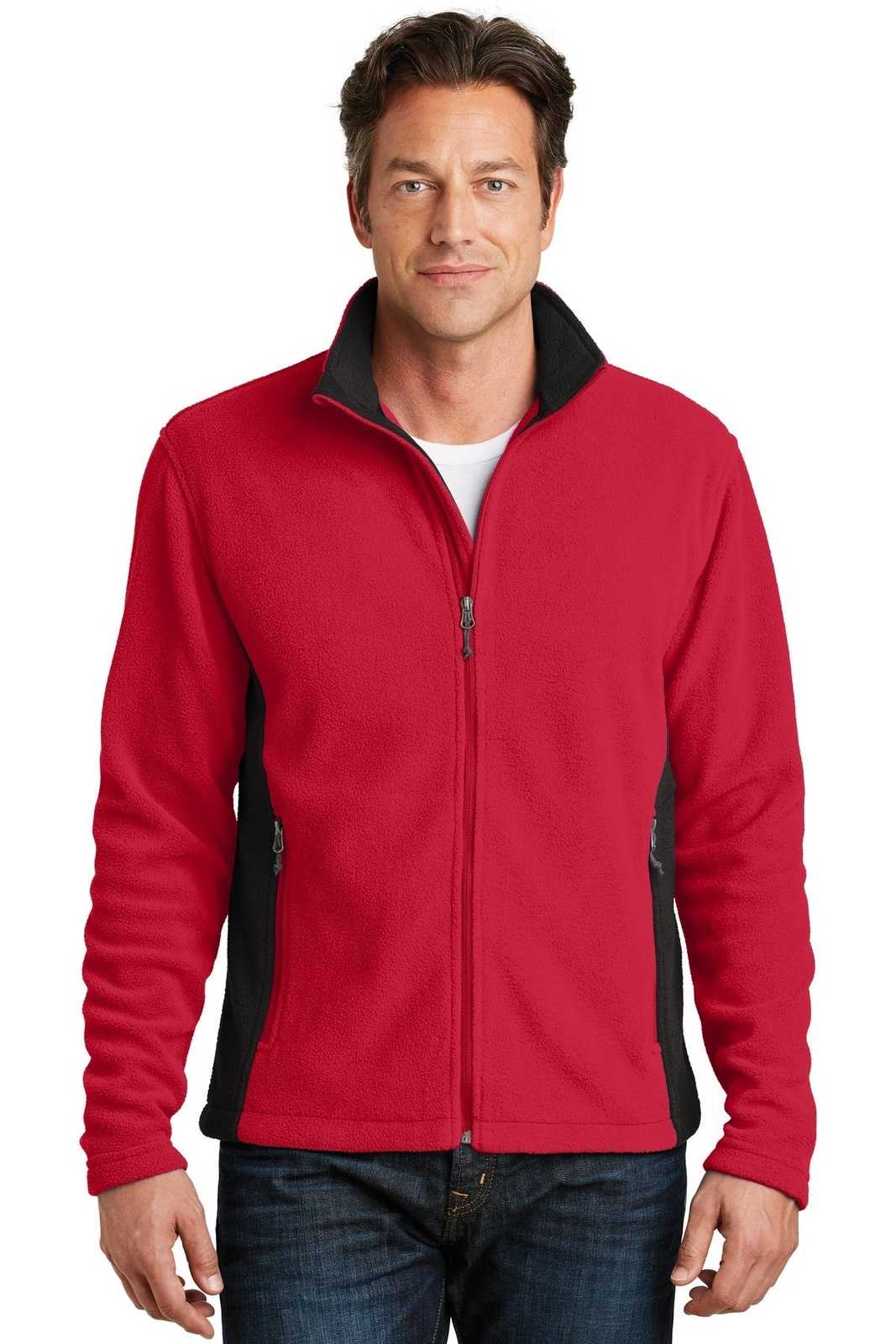 Port Authority F216 Colorblock Value Fleece Jacket - Rich Red Black - HIT a Double - 1