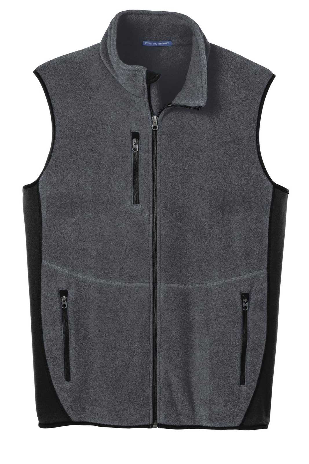 Port Authority F228 R-Tek Pro Fleece Full-Zip Vest - Charcoal Heather Black - HIT a Double - 5