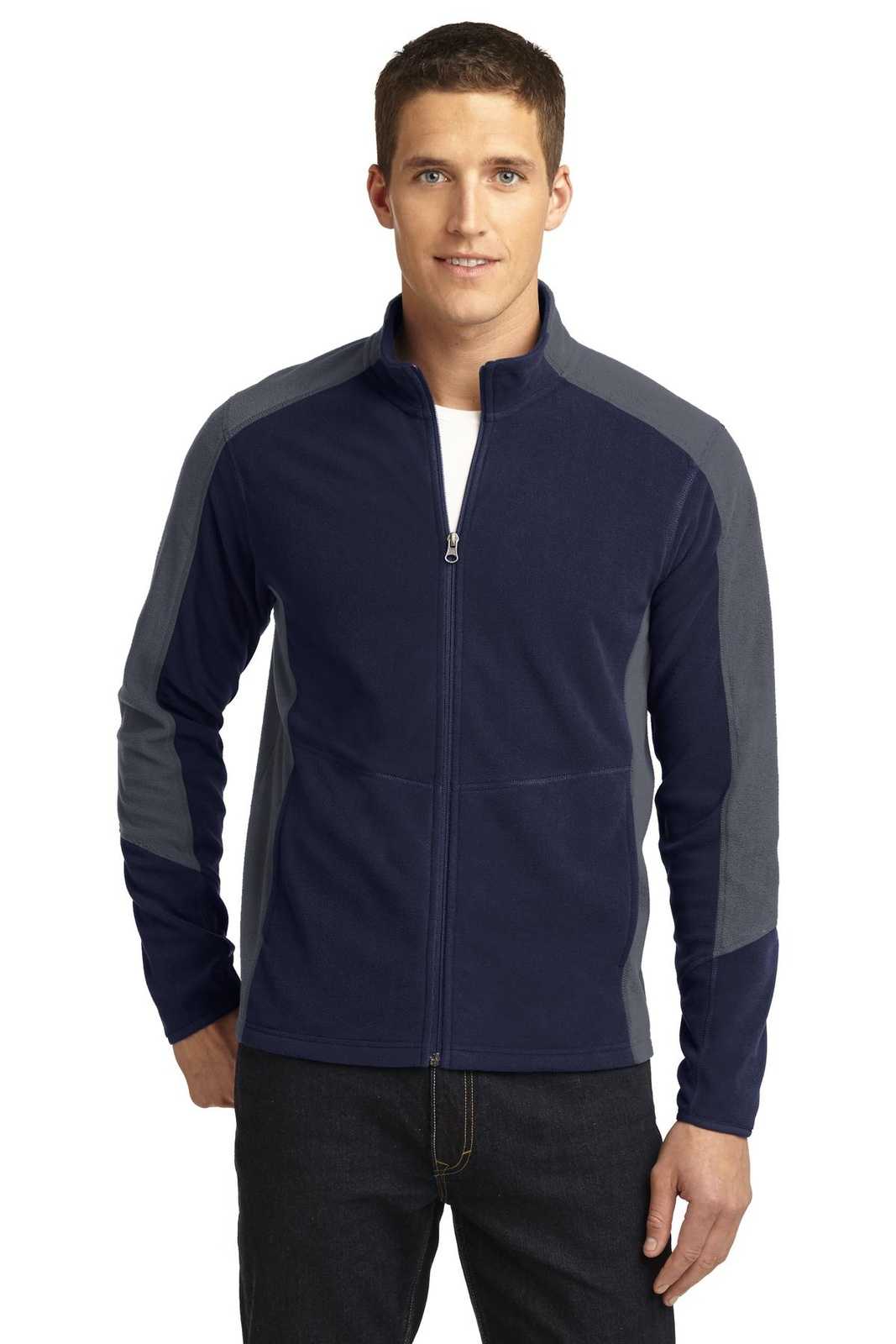 Port Authority F230 Colorblock Microfleece Jacket - True Navy Pearl Gray - HIT a Double - 1