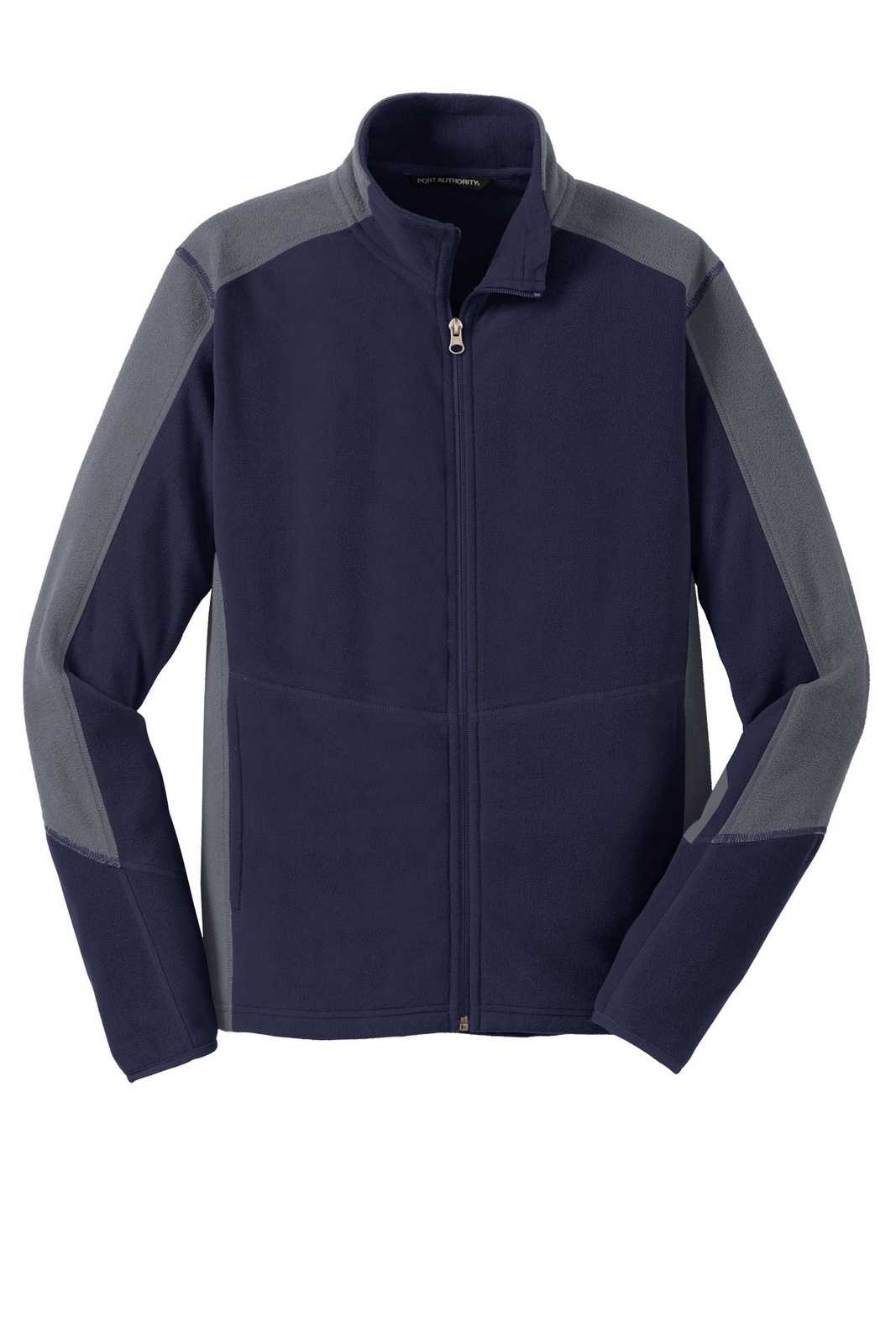 Port Authority F230 Colorblock Microfleece Jacket - True Navy Pearl Gray - HIT a Double - 5