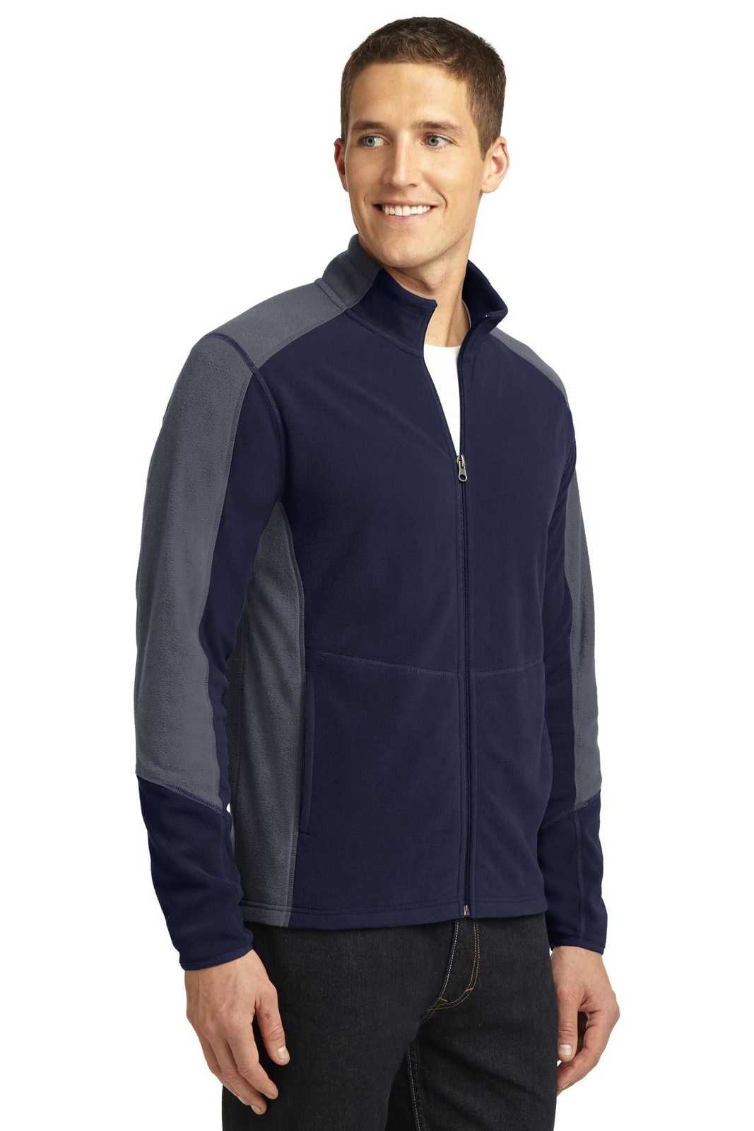 Port Authority F230 Colorblock Microfleece Jacket - True Navy Pearl Gray - HIT a Double - 4