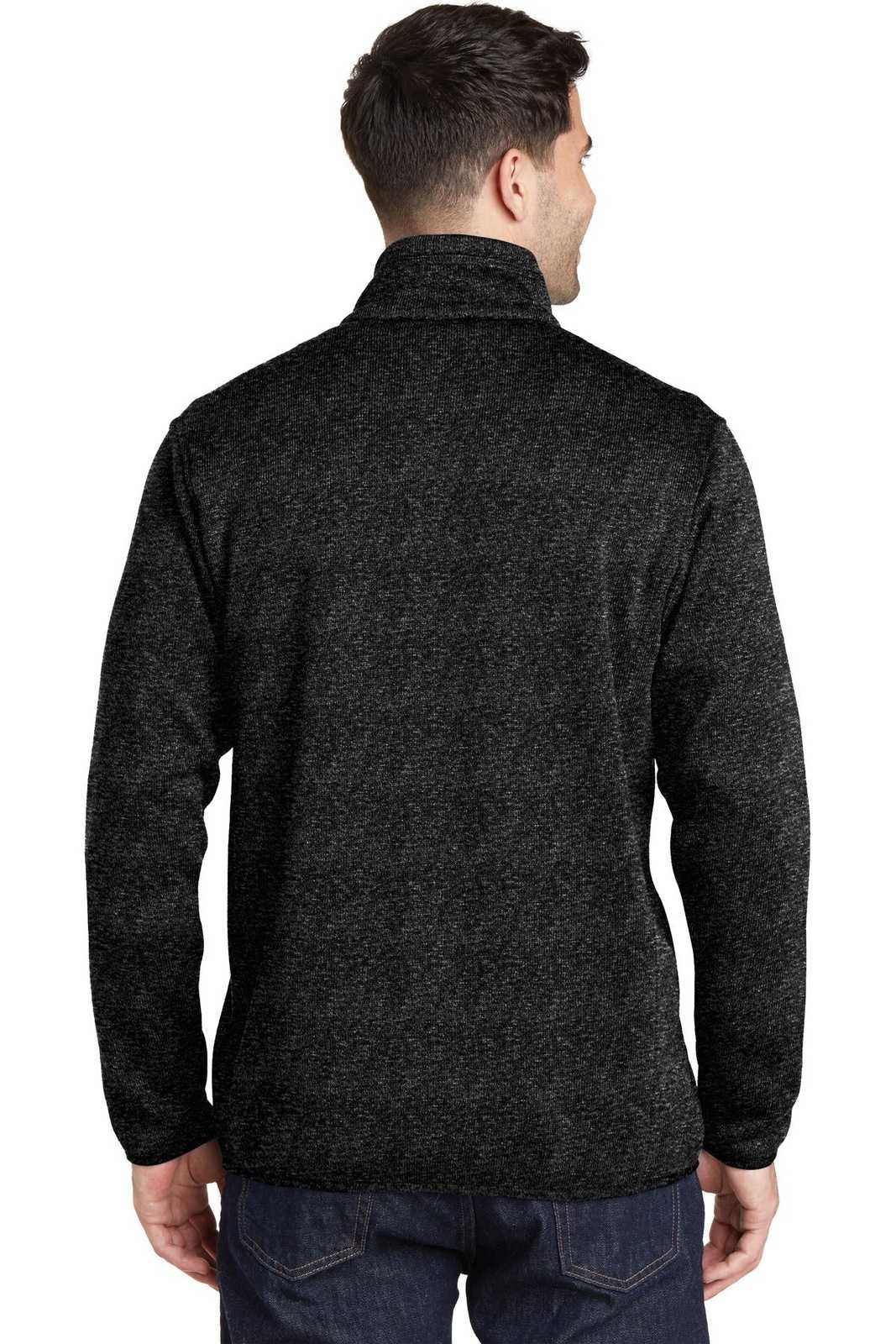 Port Authority F232 Sweater Fleece Jacket - Black Heather - HIT a Double - 1