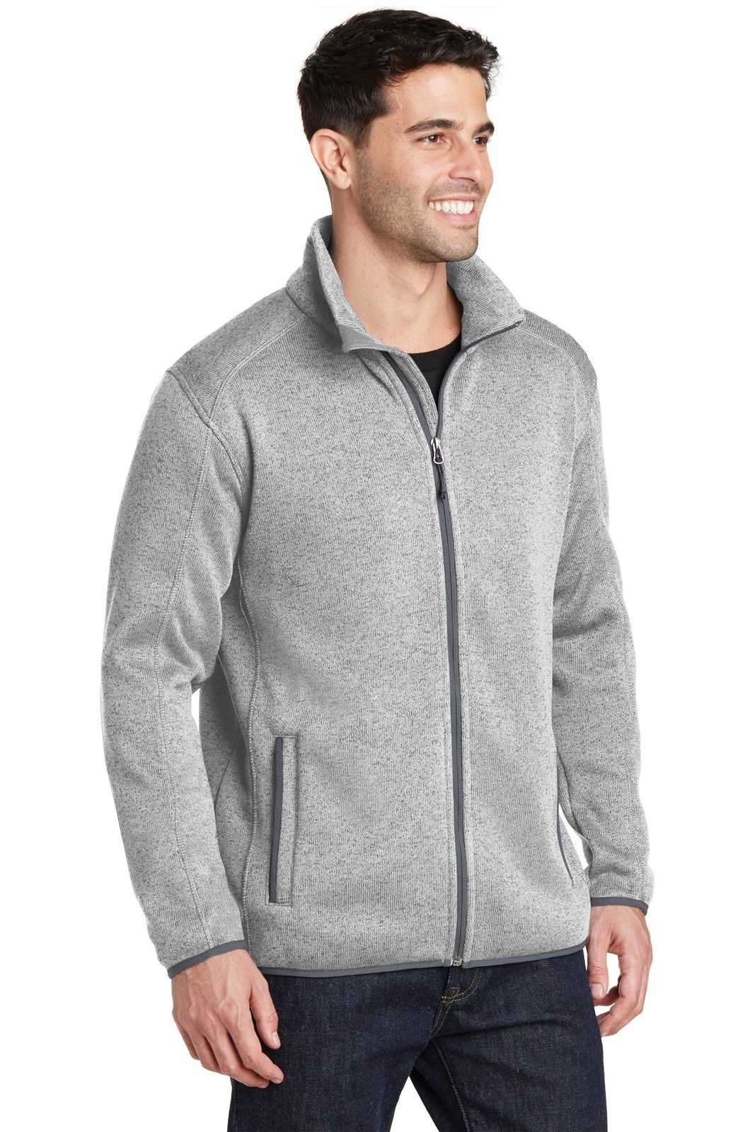 Port Authority F232 Sweater Fleece Jacket - Gray Heather - HIT a Double - 4