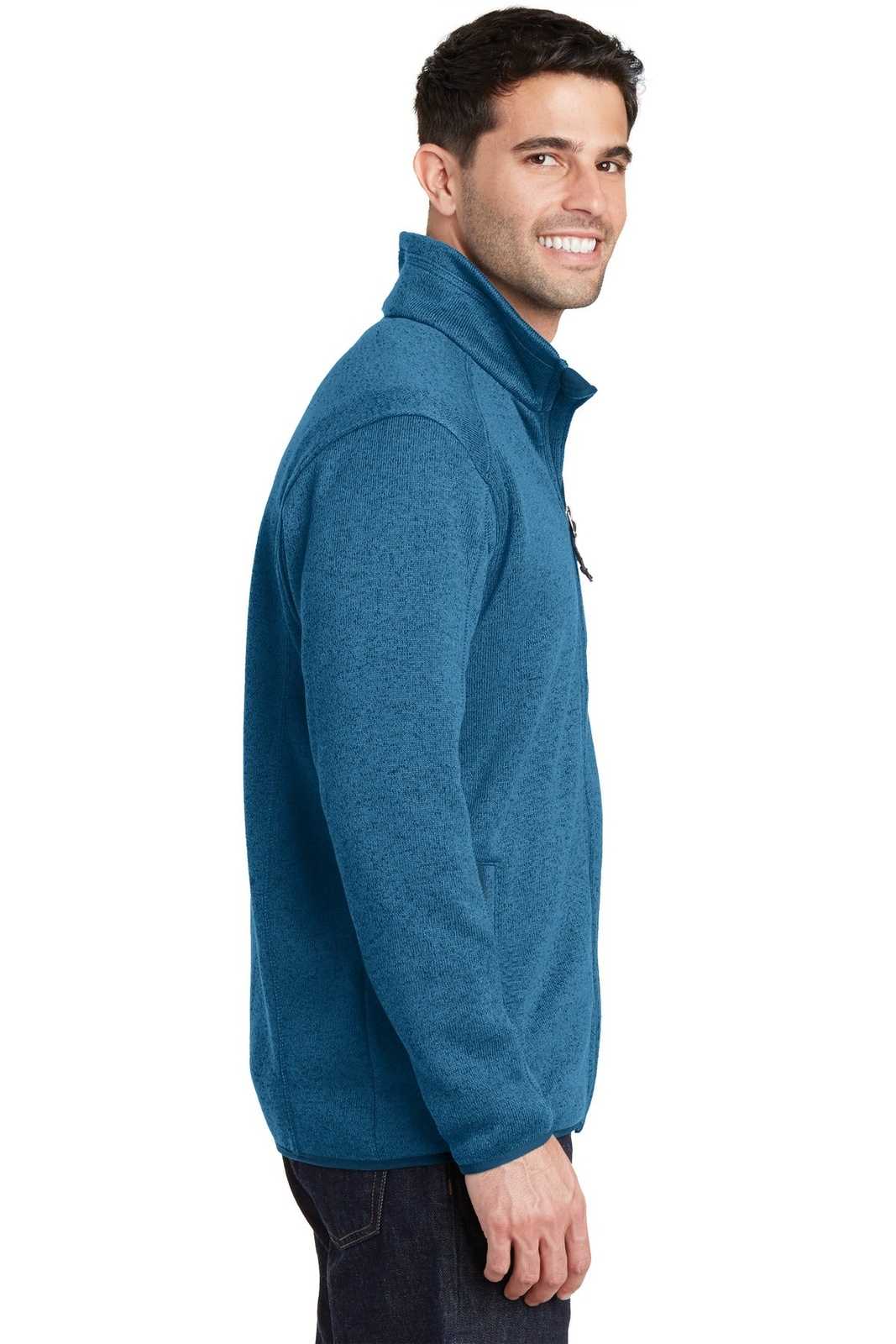 Port Authority F232 Sweater Fleece Jacket - Medium Blue Heather - HIT a Double - 3