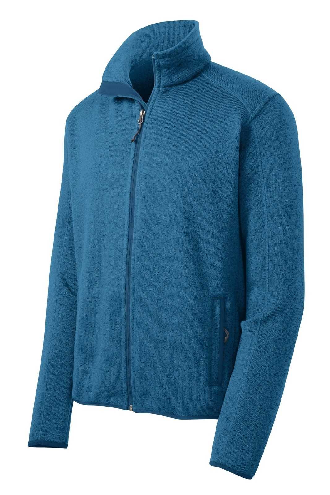 Port Authority F232 Sweater Fleece Jacket - Medium Blue Heather - HIT a Double - 5