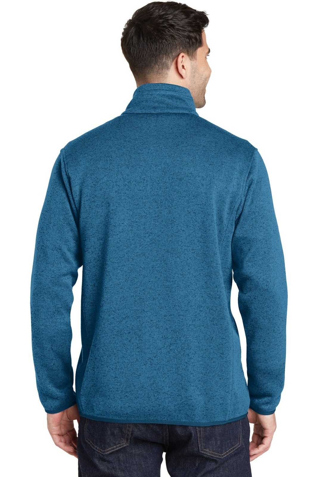 Port Authority F232 Sweater Fleece Jacket - Medium Blue Heather - HIT a Double - 2