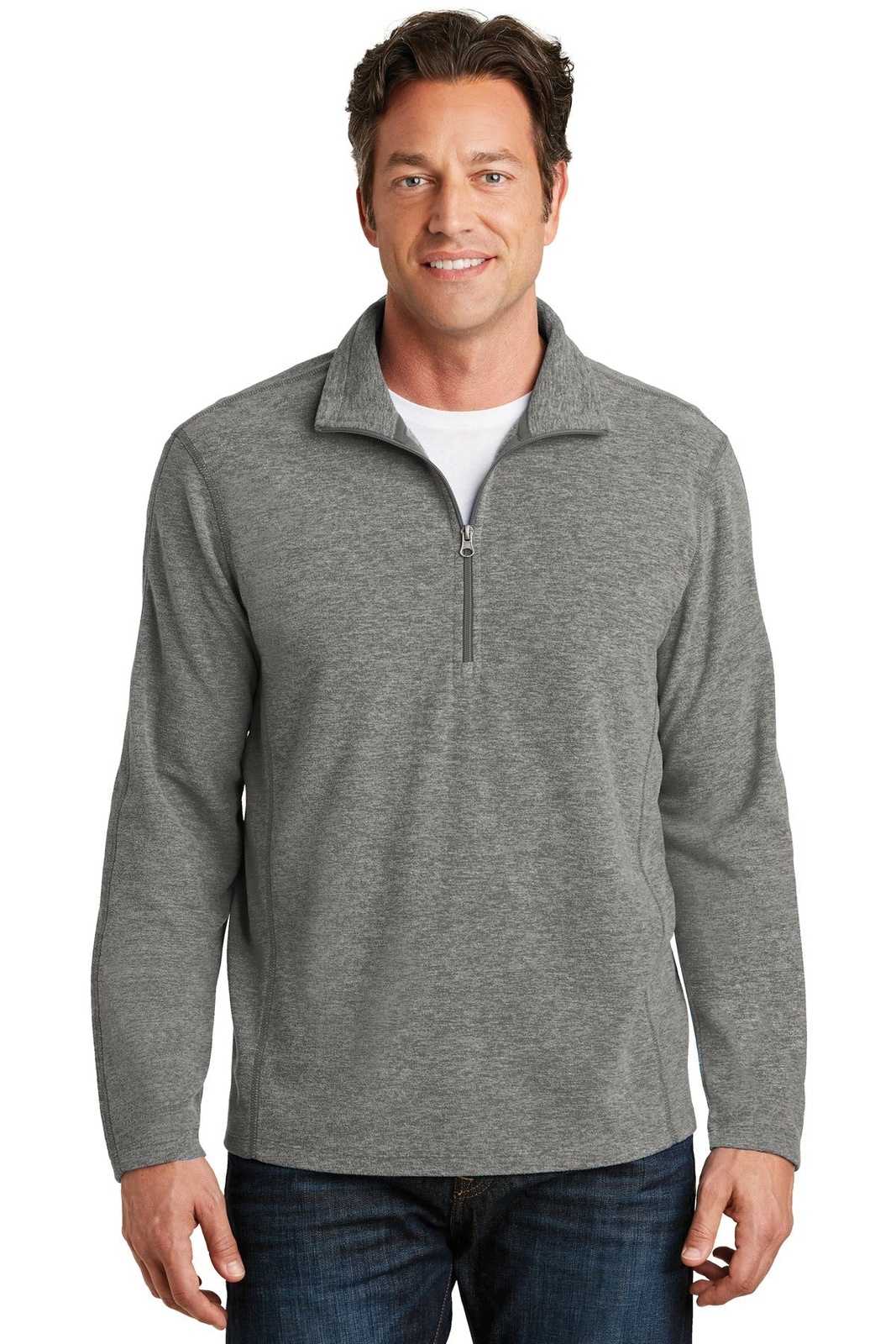 Port Authority F234 Heather Microfleece 1/2-Zip Pullover - Pearl Gray Heather - HIT a Double - 1