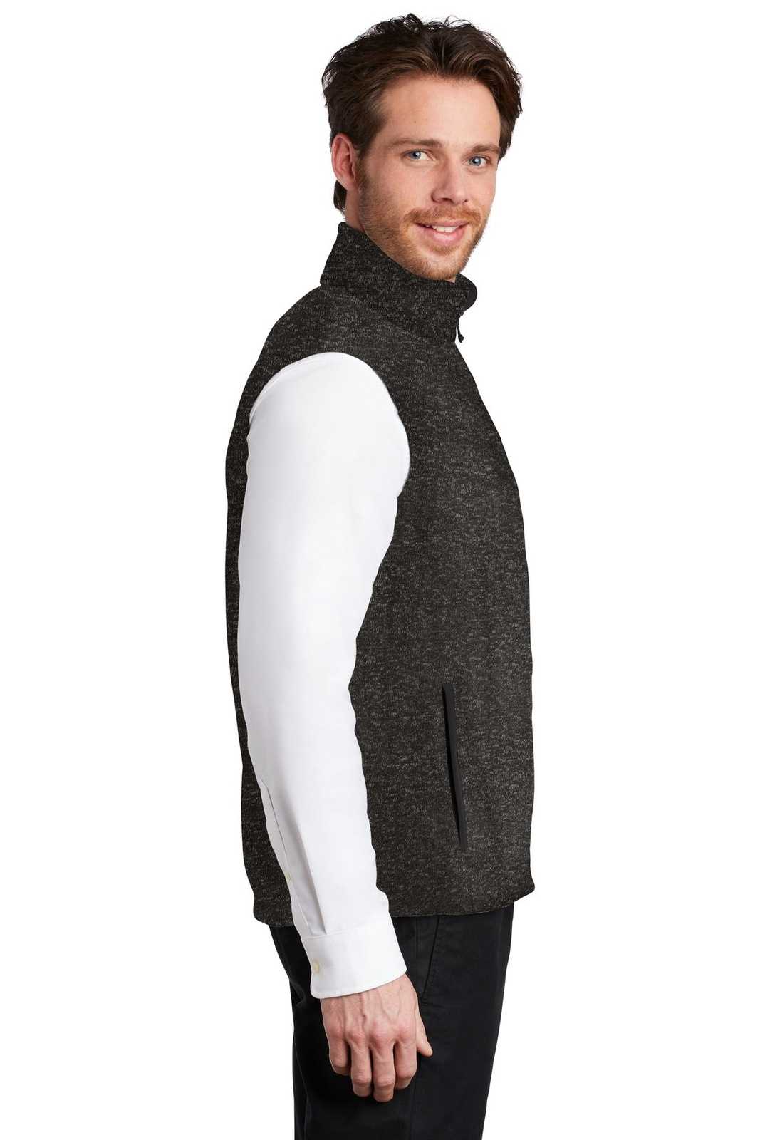 Port Authority F236 Sweater Fleece Vest - Black Heather - HIT a Double - 3