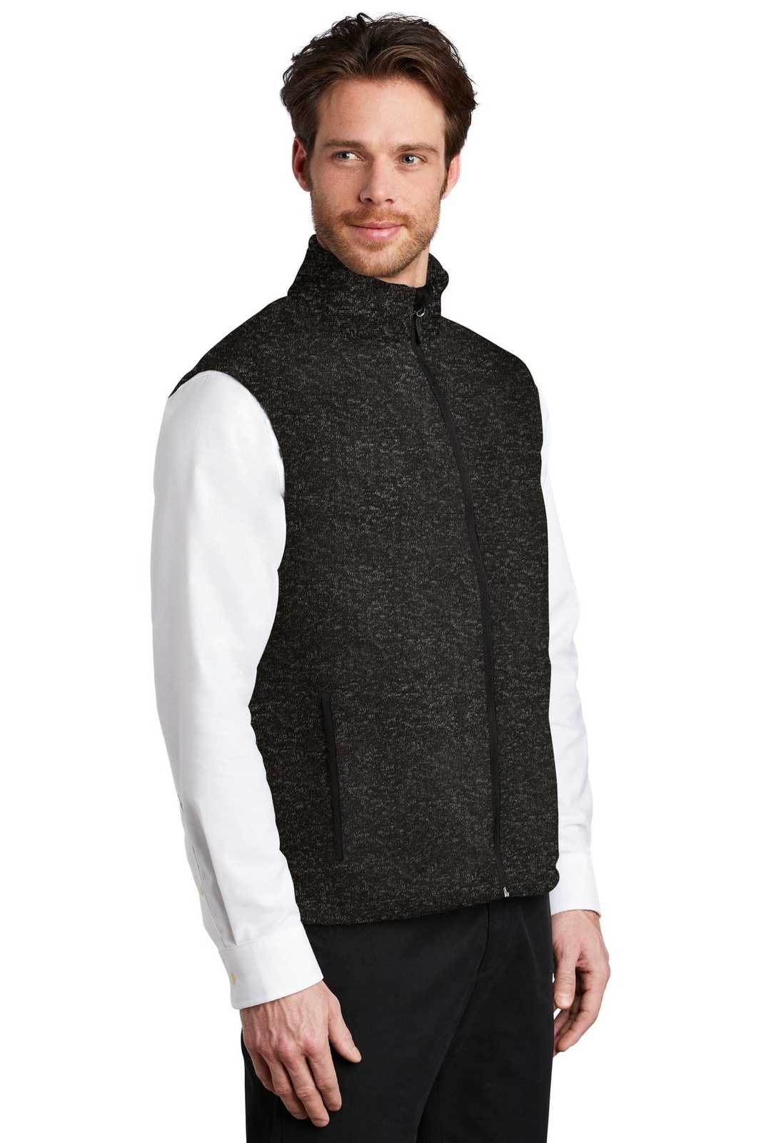 Port Authority F236 Sweater Fleece Vest - Black Heather - HIT a Double - 4
