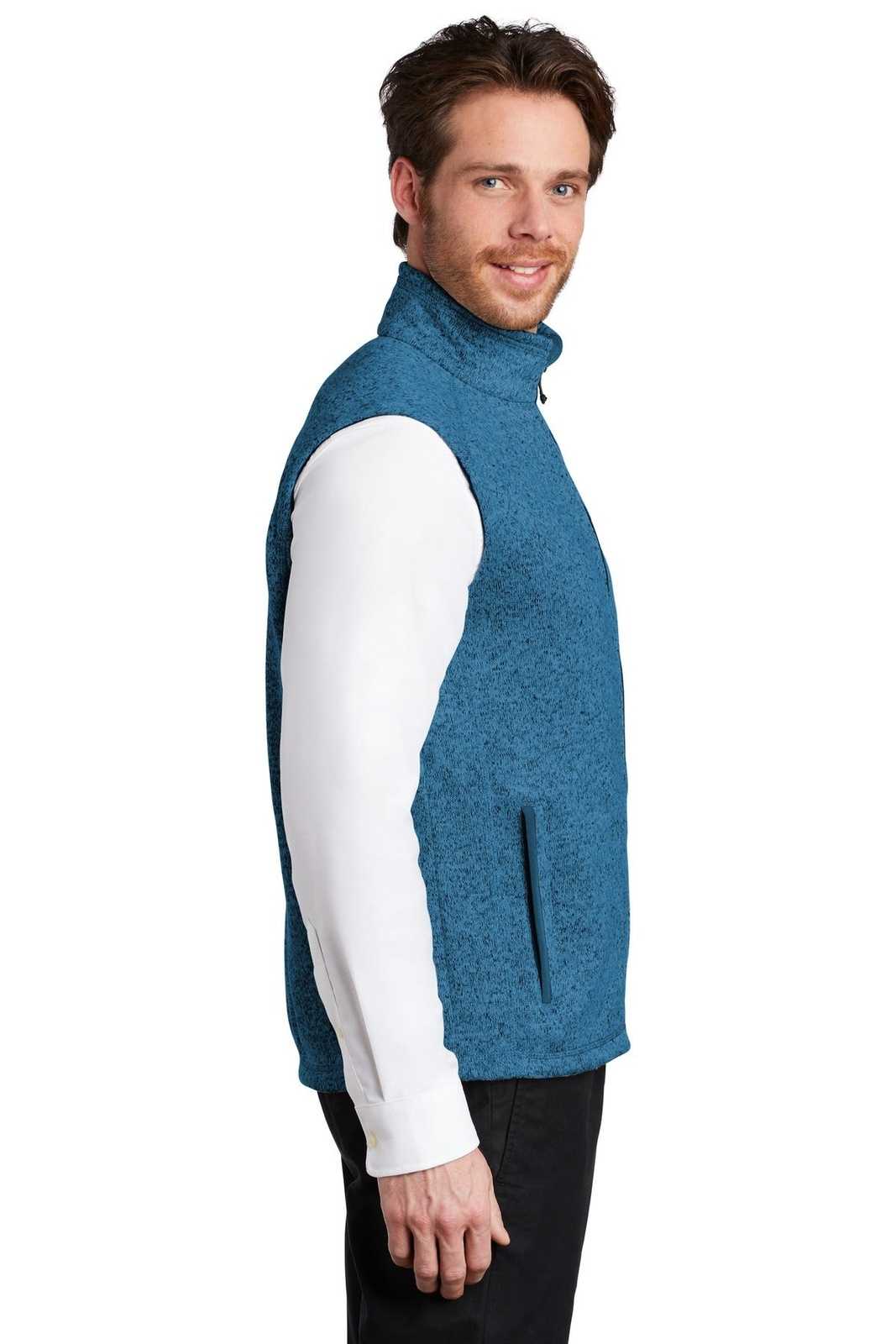 Port Authority F236 Sweater Fleece Vest - Medium Blue Heather - HIT a Double - 3