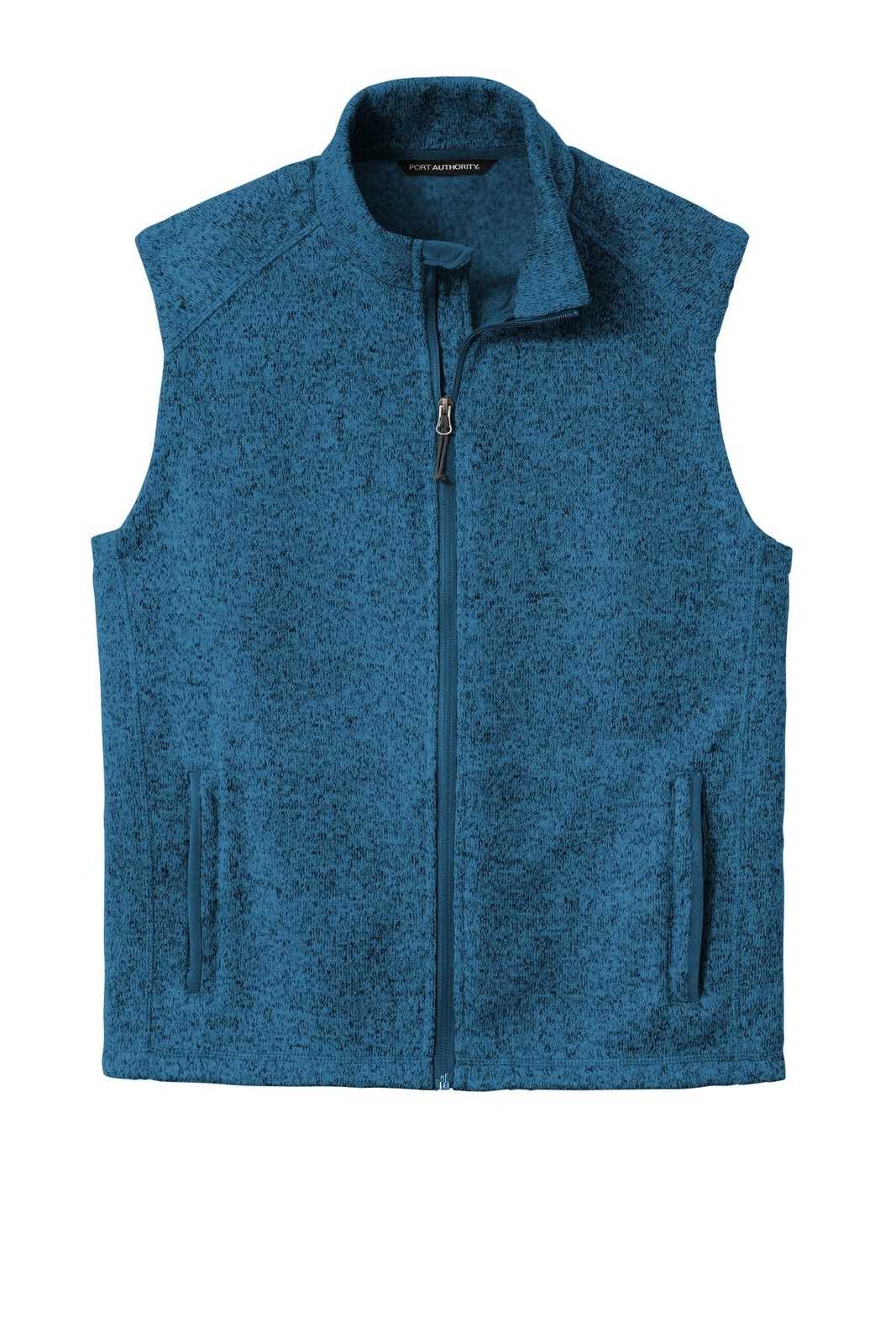 Port Authority F236 Sweater Fleece Vest - Medium Blue Heather - HIT a Double - 5
