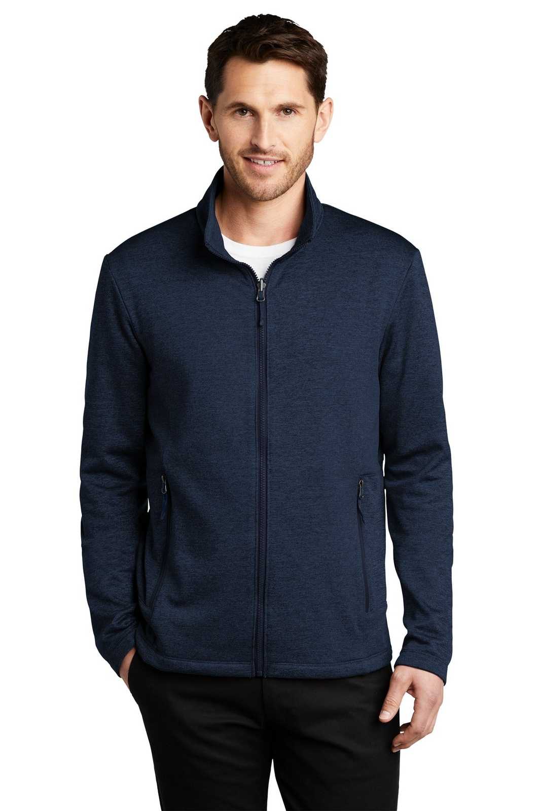 Port Authority F905 Collective Striated Fleece Jacket - River Blue Navy Heather - HIT a Double - 1