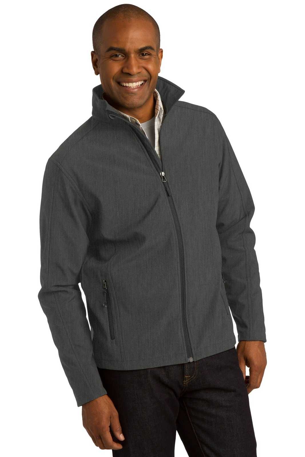 Port Authority J317 Core Soft Shell Jacket - Black Charcoal Heather - HIT a Double - 4