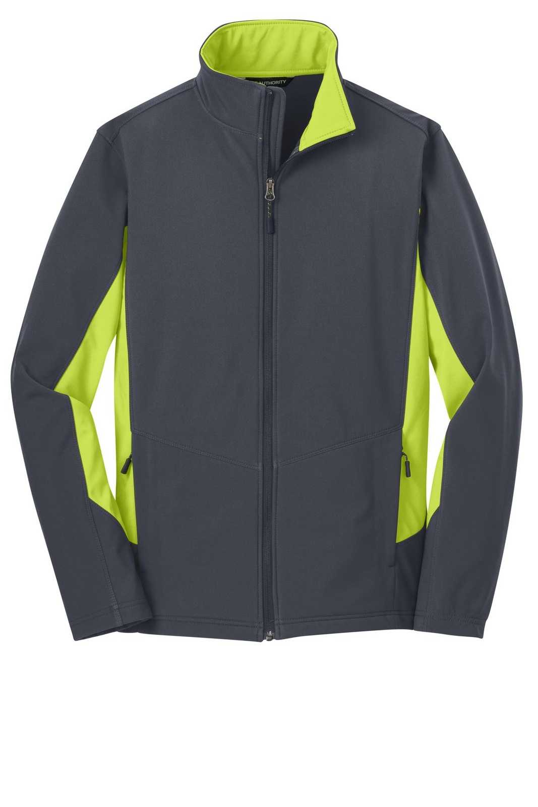 Port Authority J318 Core Colorblock Soft Shell Jacket - Battleship Gray Charge Green - HIT a Double - 5