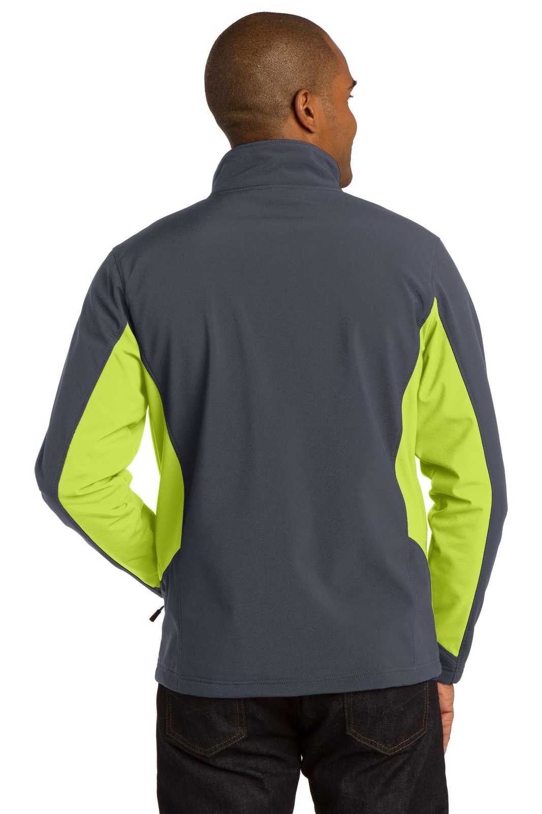 Port Authority J318 Core Colorblock Soft Shell Jacket - Battleship Gray Charge Green - HIT a Double - 2