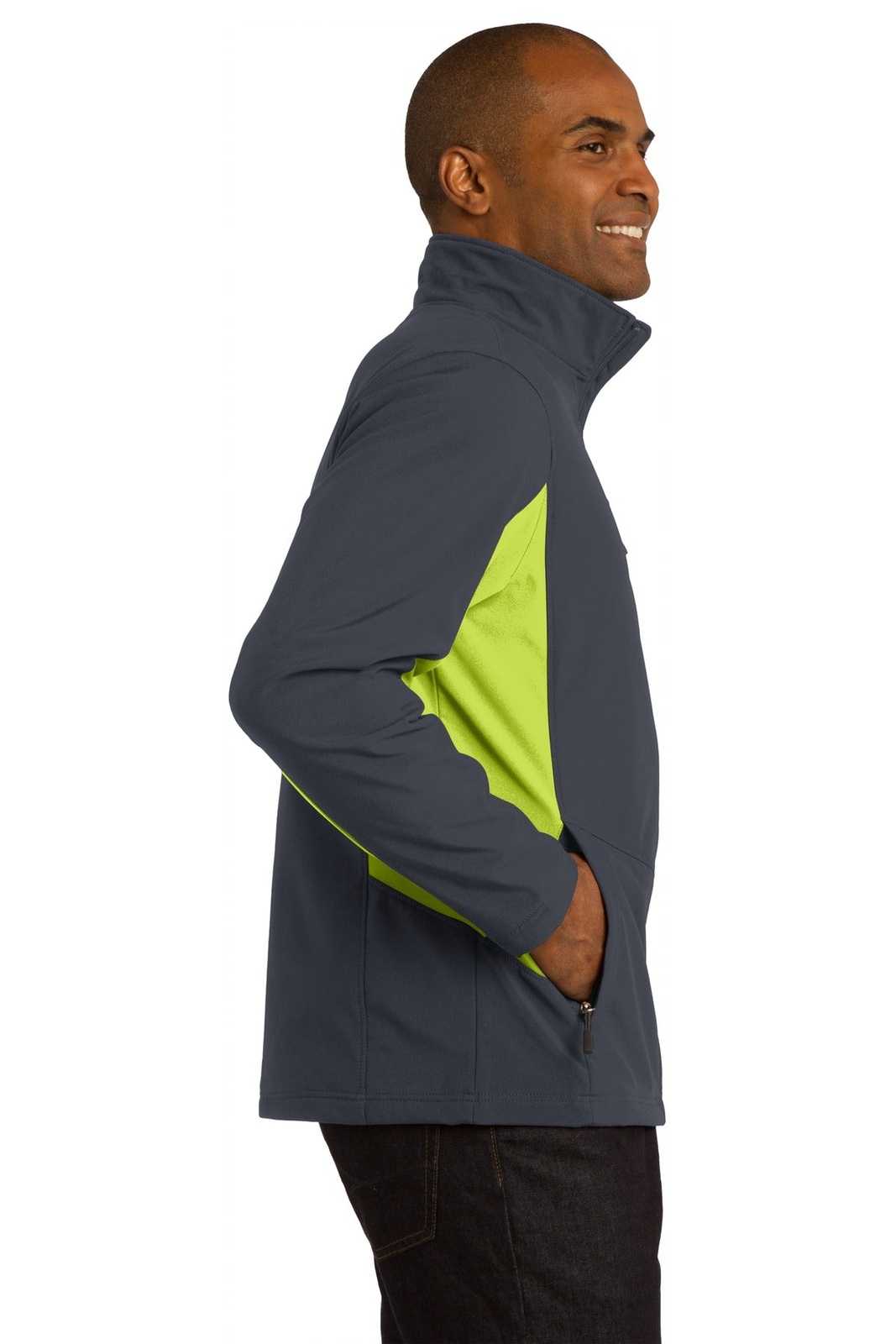 Port Authority J318 Core Colorblock Soft Shell Jacket - Battleship Gray Charge Green - HIT a Double - 3