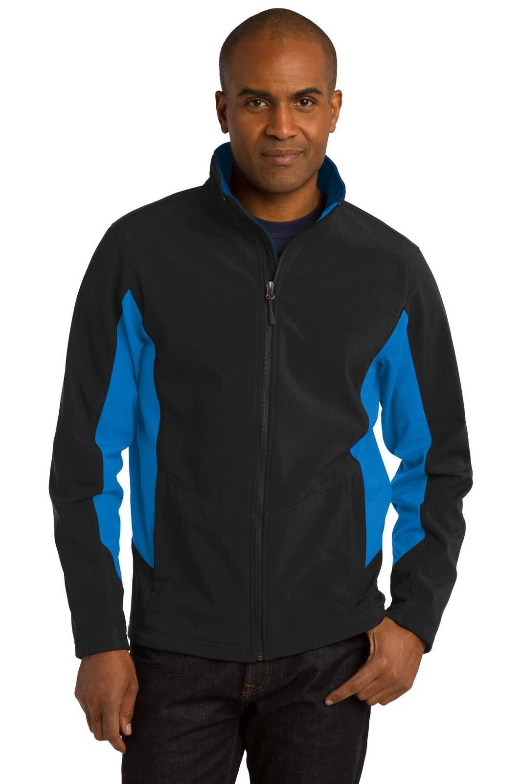 Port Authority J318 Core Colorblock Soft Shell Jacket - Black Imperial Blue - HIT a Double - 1