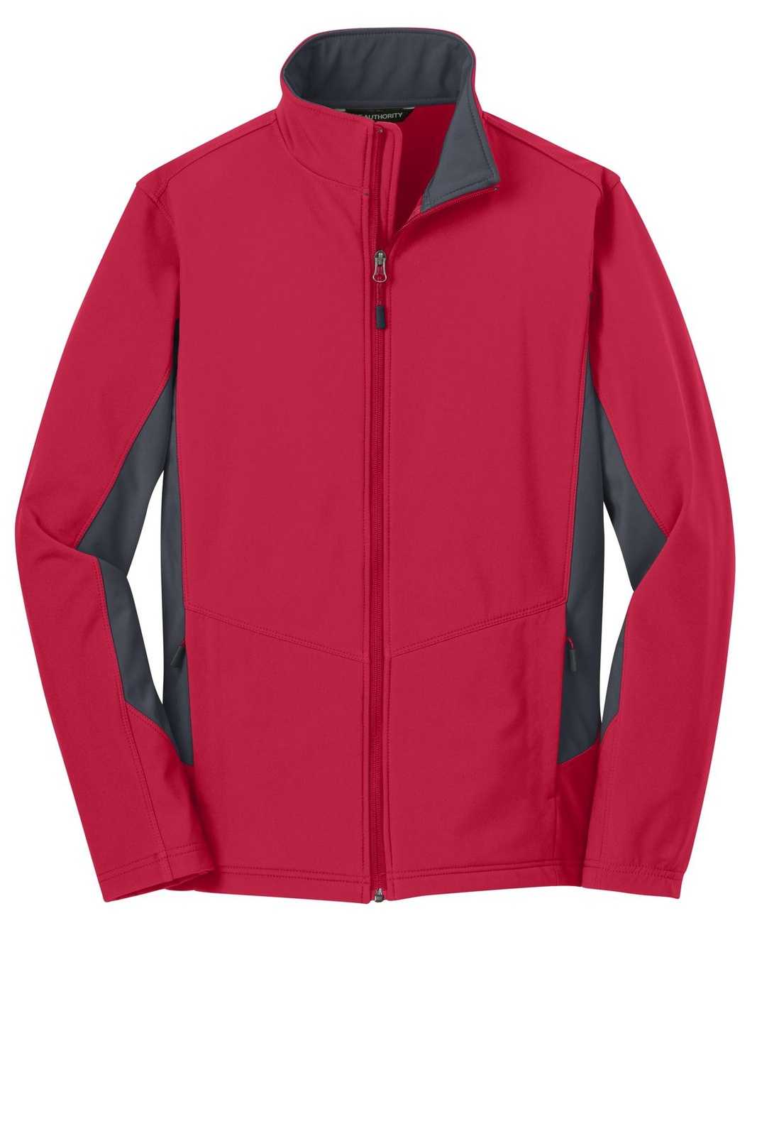 Port Authority J318 Core Colorblock Soft Shell Jacket - Rich Red Battleship Gray - HIT a Double - 5