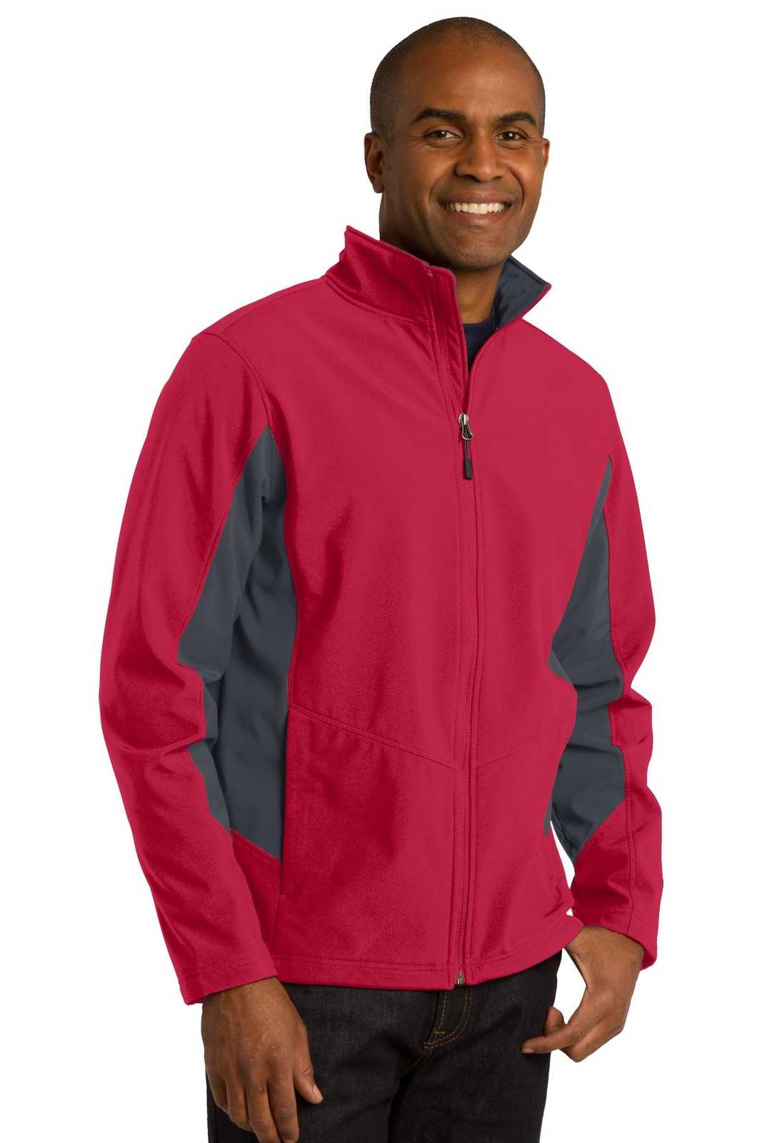 Port Authority J318 Core Colorblock Soft Shell Jacket - Rich Red Battleship Gray - HIT a Double - 4