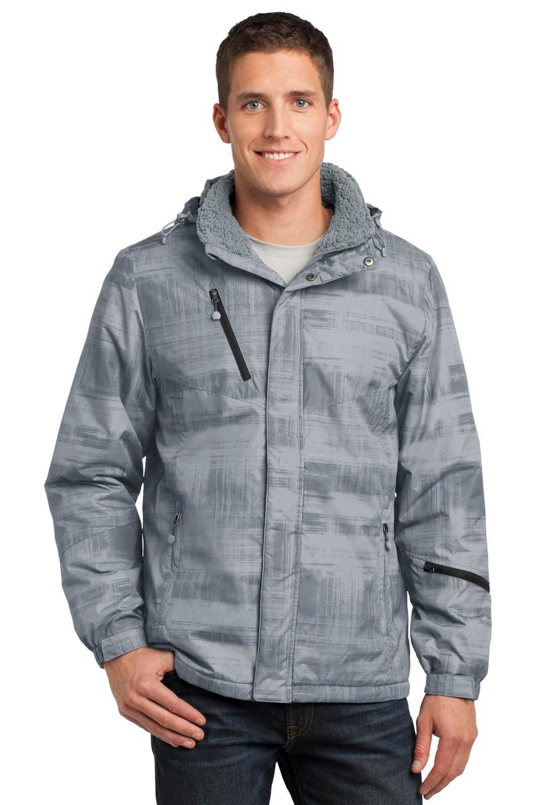 Port Authority J320 Brushstroke Print Insulated Jacket - Gray - HIT a Double - 1