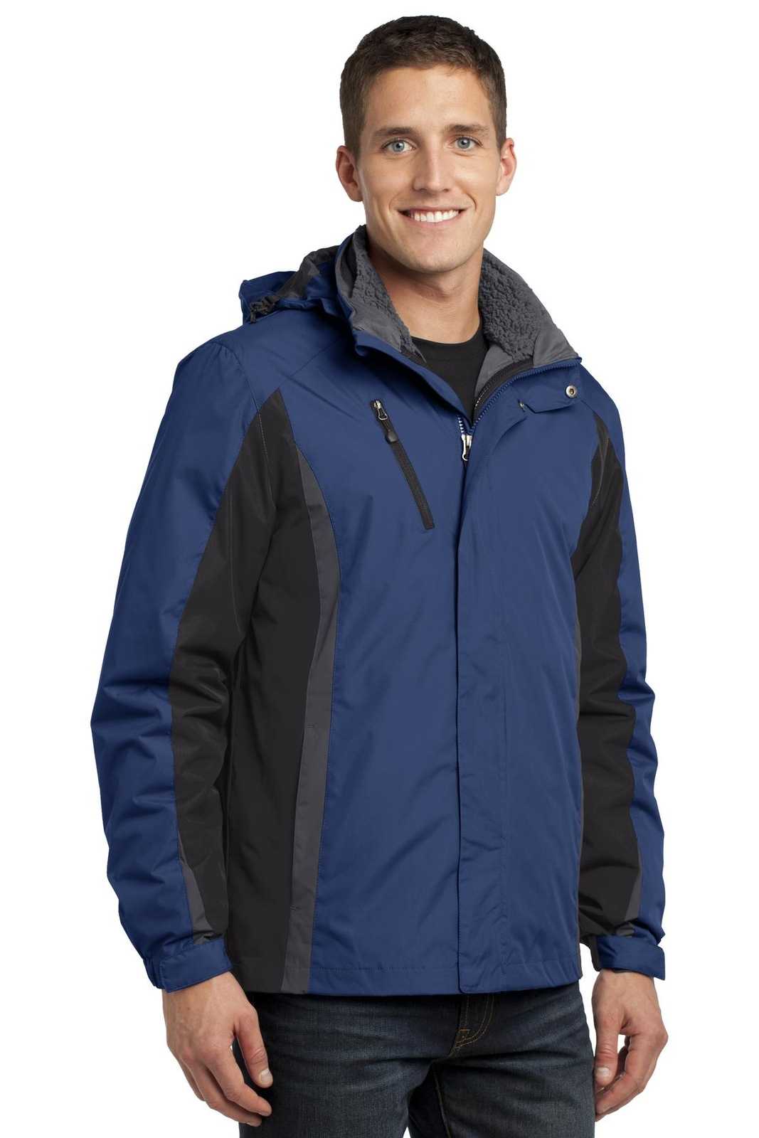 Port Authority J321 Colorblock 3-in-1 Jacket - Admiral Blue Black Magnet - HIT a Double - 4