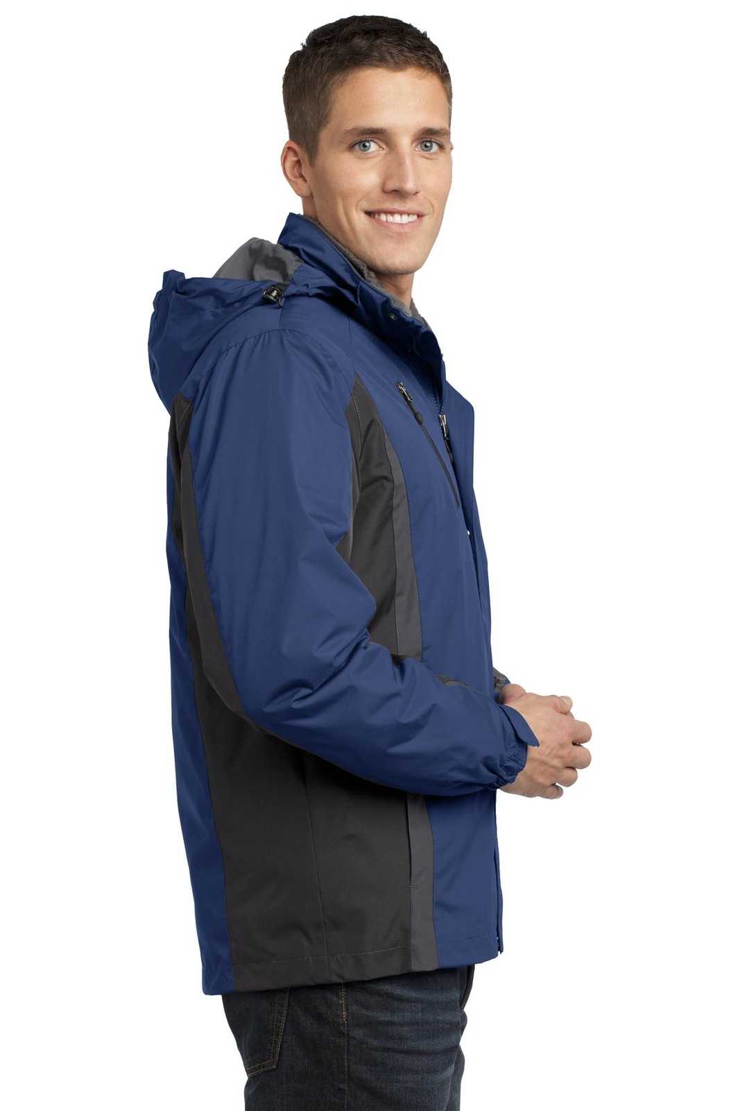 Port Authority J321 Colorblock 3-in-1 Jacket - Admiral Blue Black Magnet - HIT a Double - 3