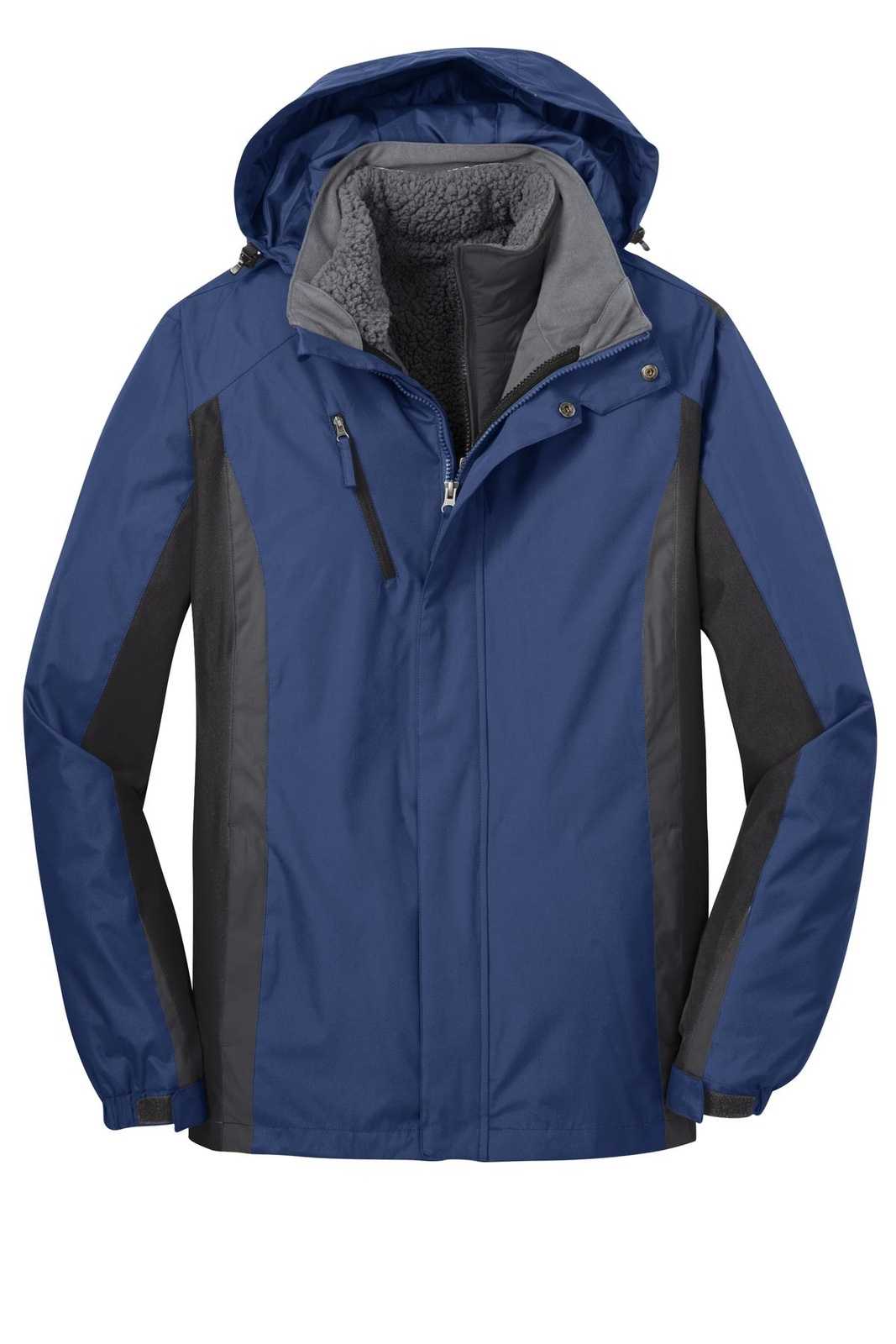 Port Authority J321 Colorblock 3-in-1 Jacket - Admiral Blue Black Magnet - HIT a Double - 5