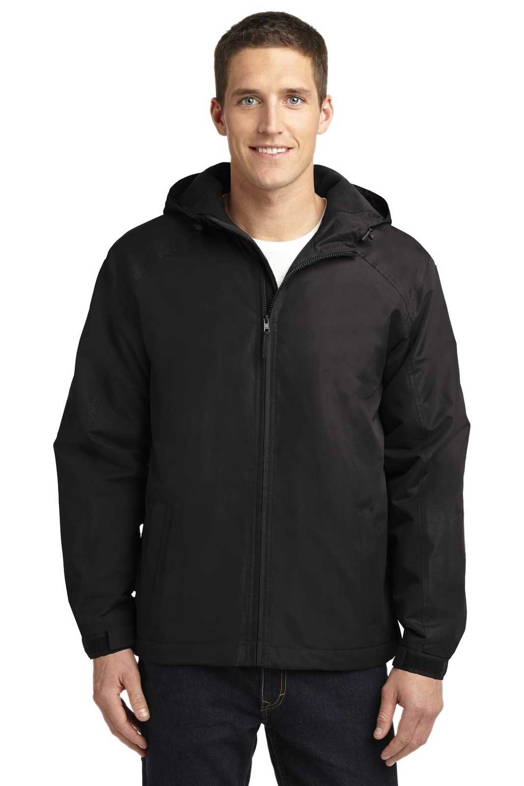 Port Authority J327 Hooded Charger Jacket - True Black - HIT a Double - 1