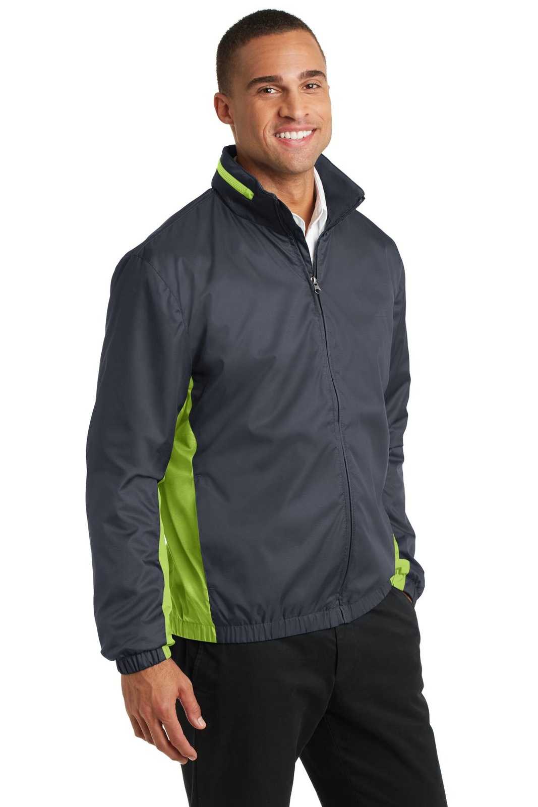 Port Authority J330 Core Colorblock Wind Jacket - Battleship Gray Charge Green - HIT a Double - 4