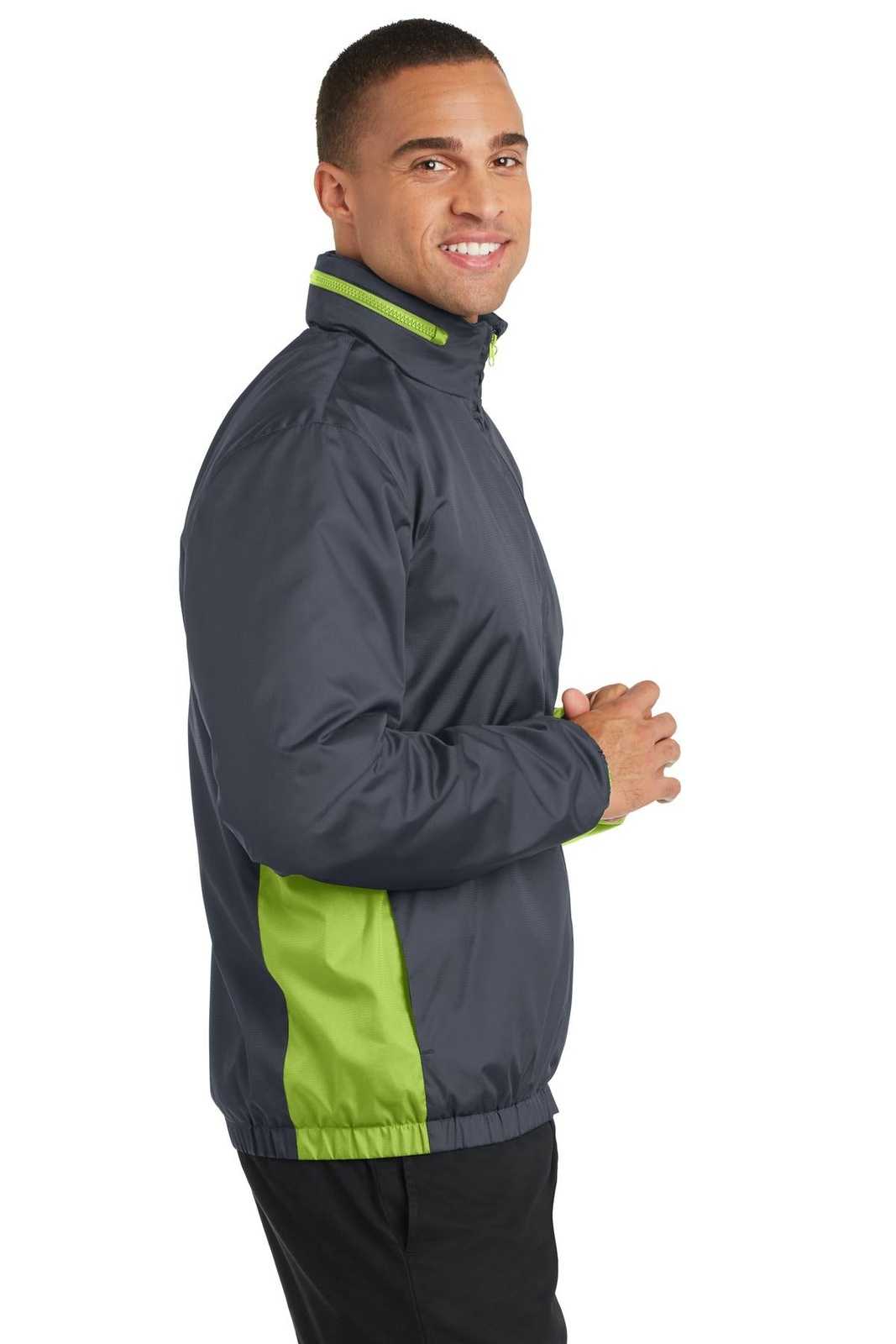 Port Authority J330 Core Colorblock Wind Jacket - Battleship Gray Charge Green - HIT a Double - 3