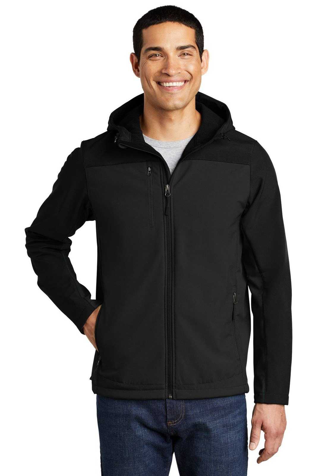 Port Authority J335 Hooded Core Soft Shell Jacket - Black - HIT a Double - 1