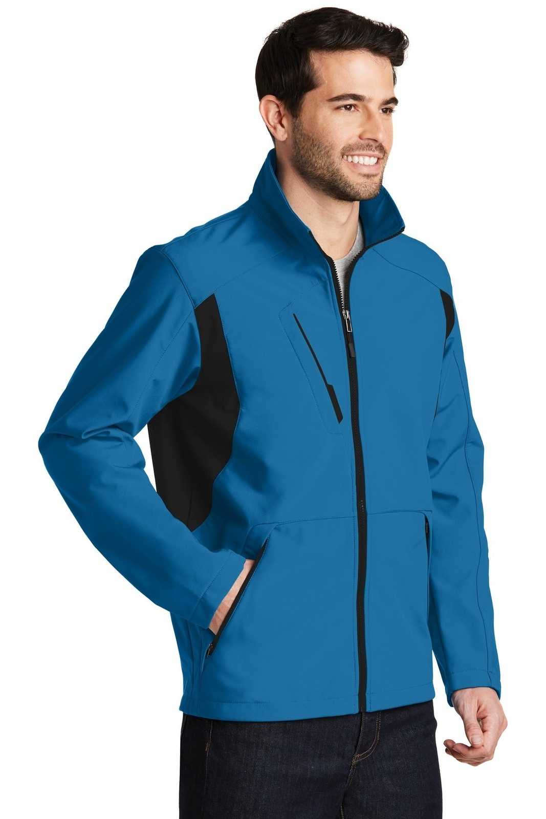 Port Authority J336 Back-Block Soft Shell Jacket - Imperial Blue Black - HIT a Double - 4