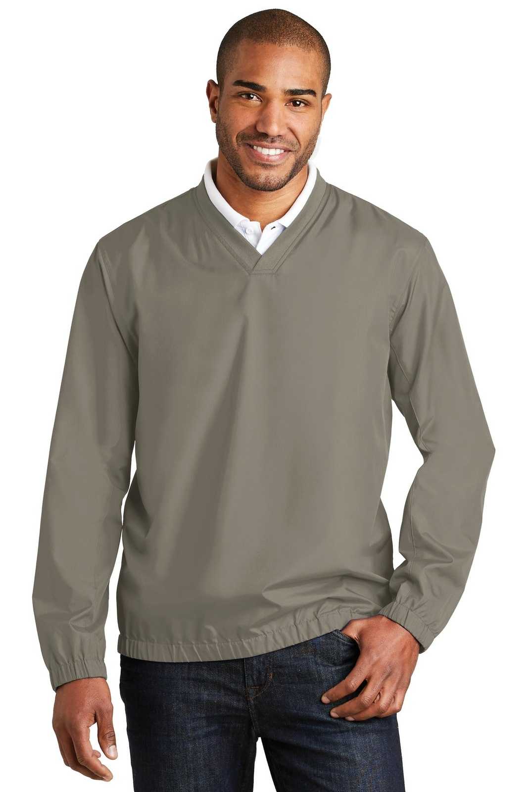 Port Authority J342 Zephyr V-Neck Pullover - Stratus Gray - HIT a Double - 1