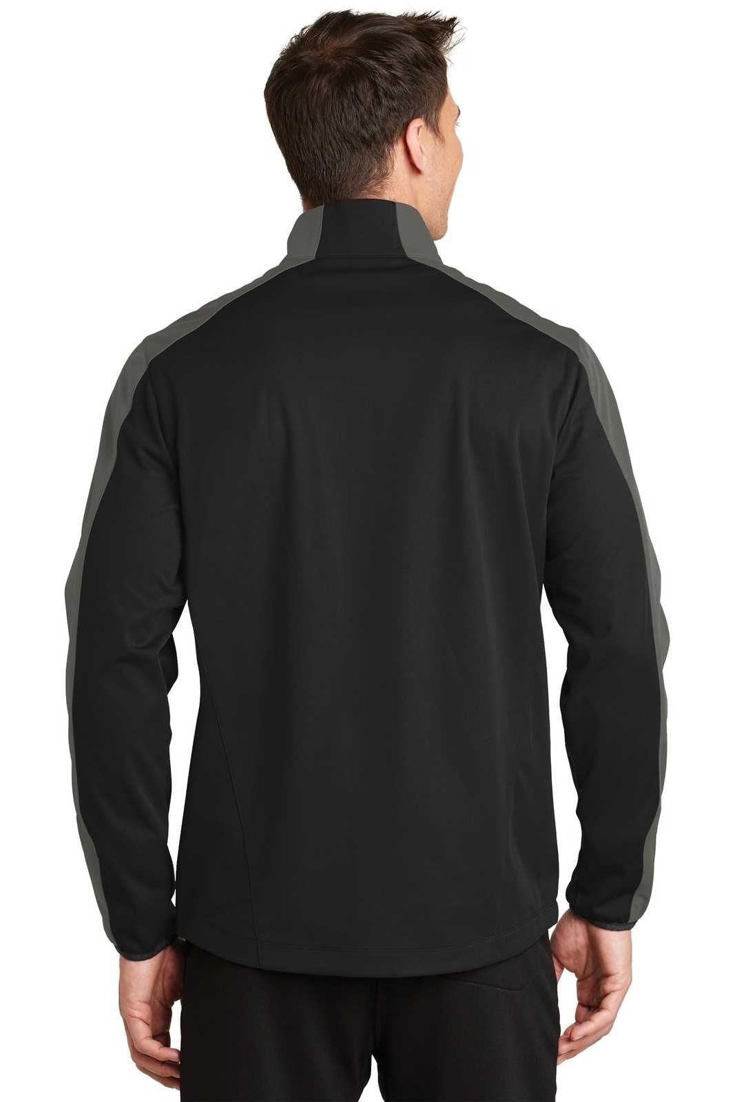 Port Authority J718 Active Colorblock Soft Shell Jacket - Deep Black Gray Steel - HIT a Double - 2