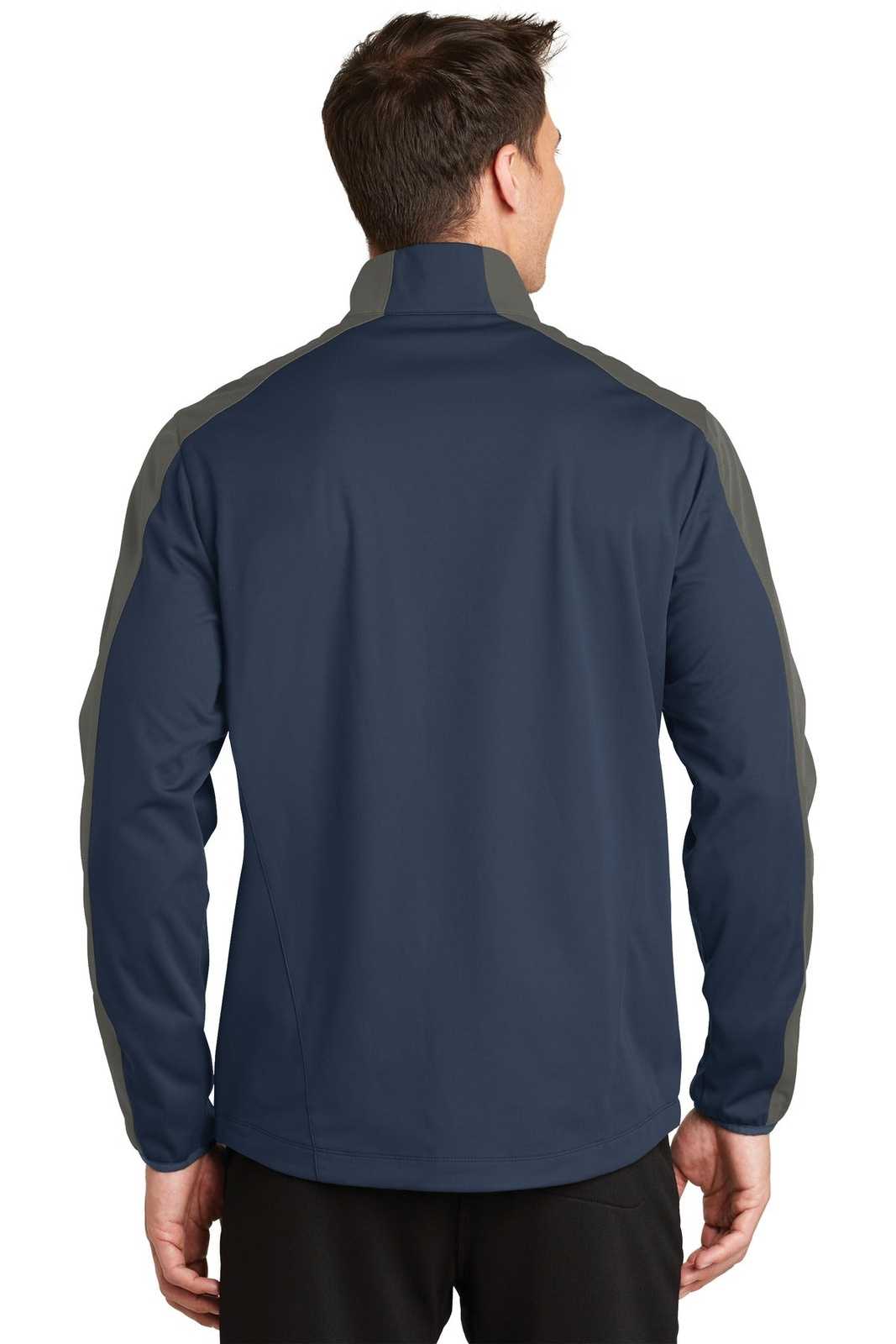 Port Authority J718 Active Colorblock Soft Shell Jacket - Dress Blue Navy Gray Steel - HIT a Double - 2