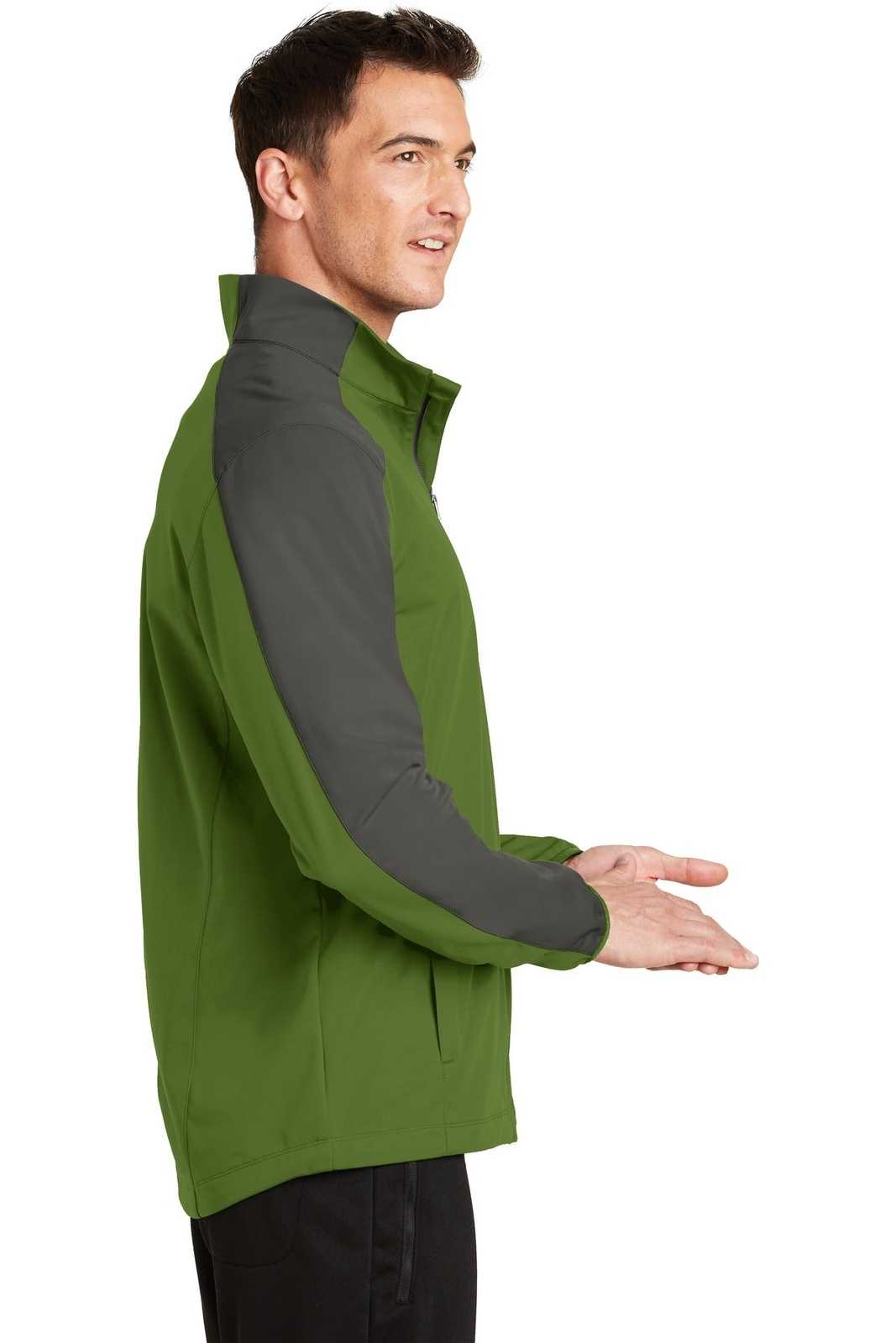 Port Authority J718 Active Colorblock Soft Shell Jacket - Garden Green Gray Steel - HIT a Double - 3