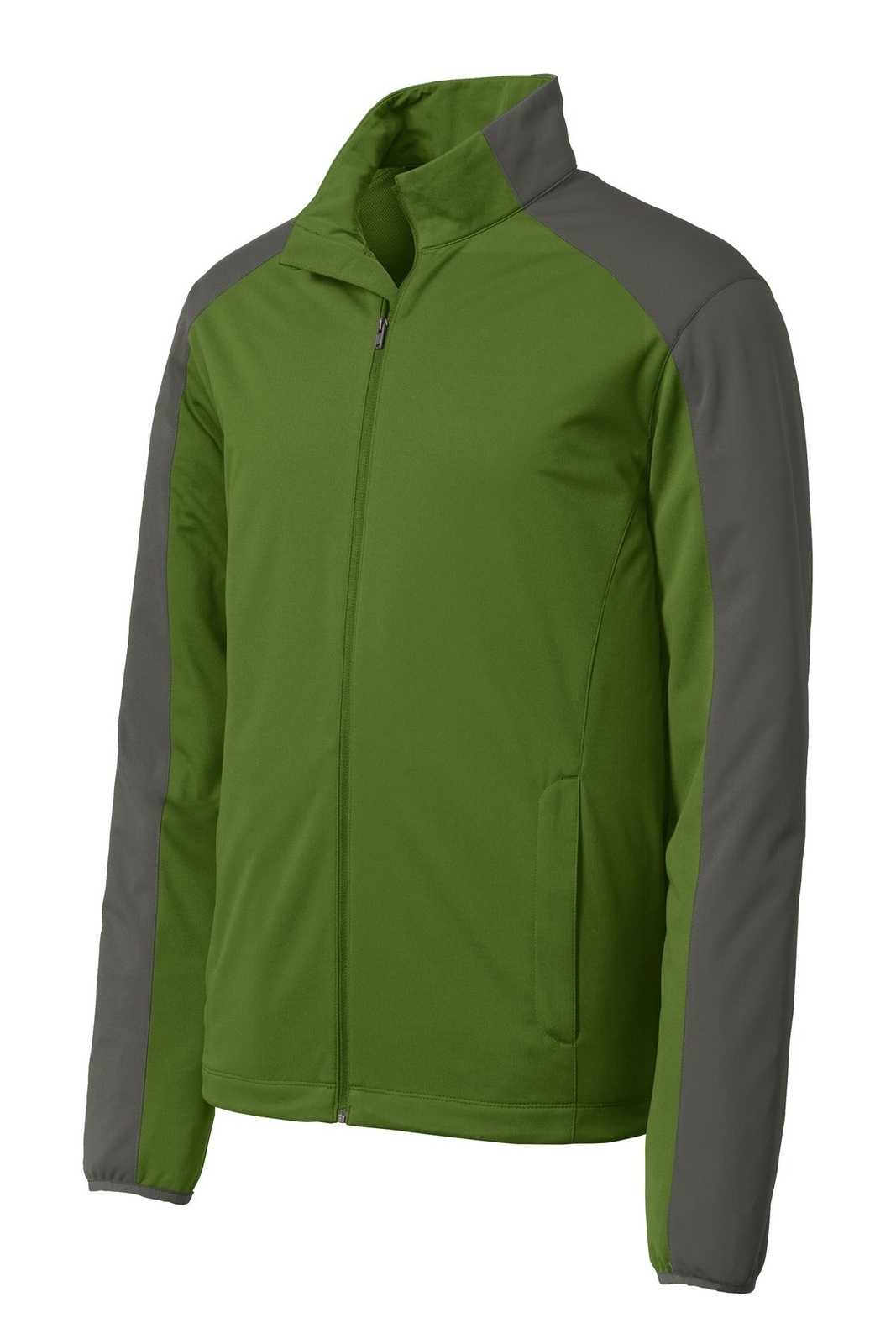 Port Authority J718 Active Colorblock Soft Shell Jacket - Garden Green Gray Steel - HIT a Double - 5