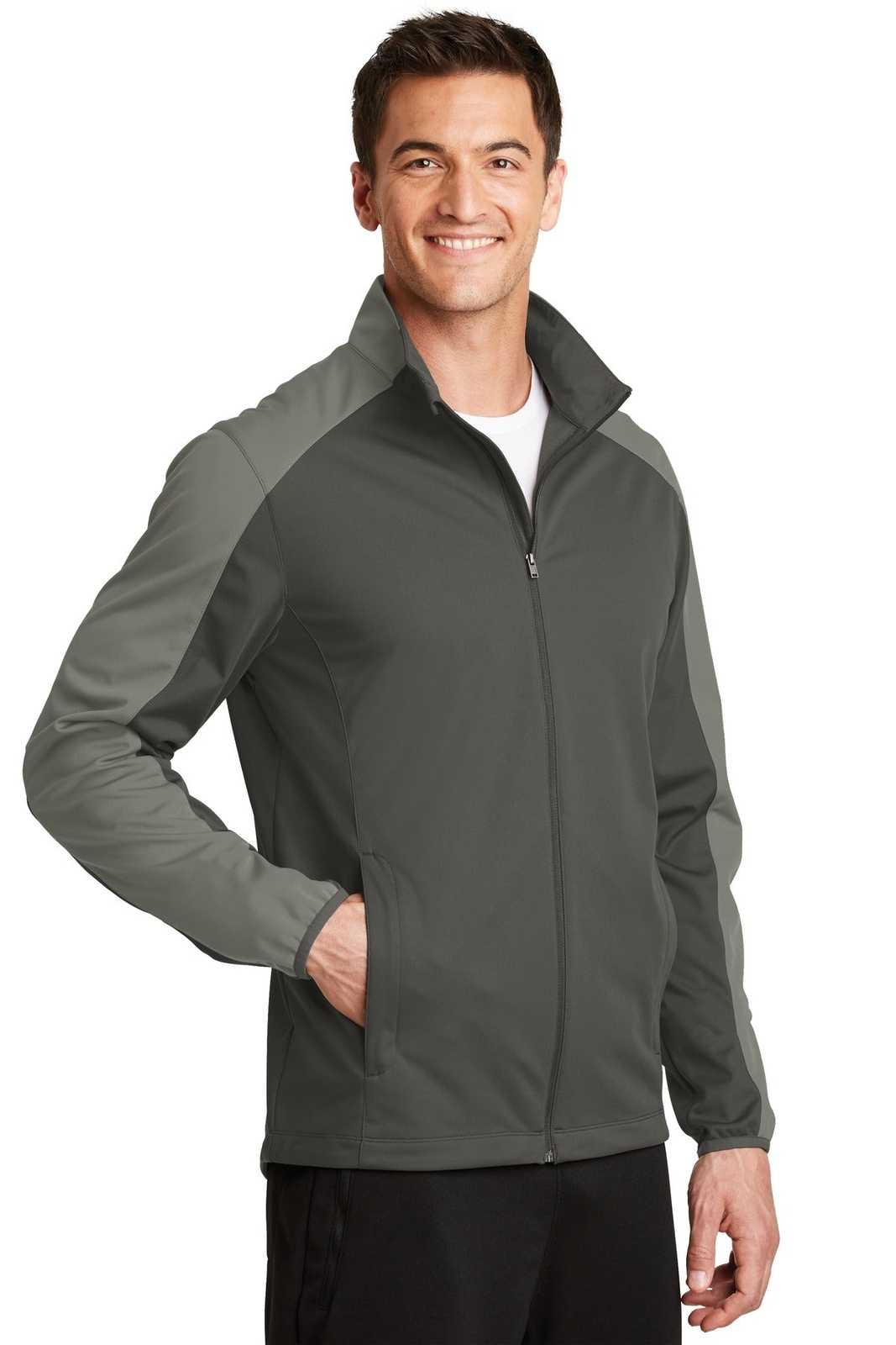 Port Authority J718 Active Colorblock Soft Shell Jacket - Gray Steel Rogue Gray - HIT a Double - 4