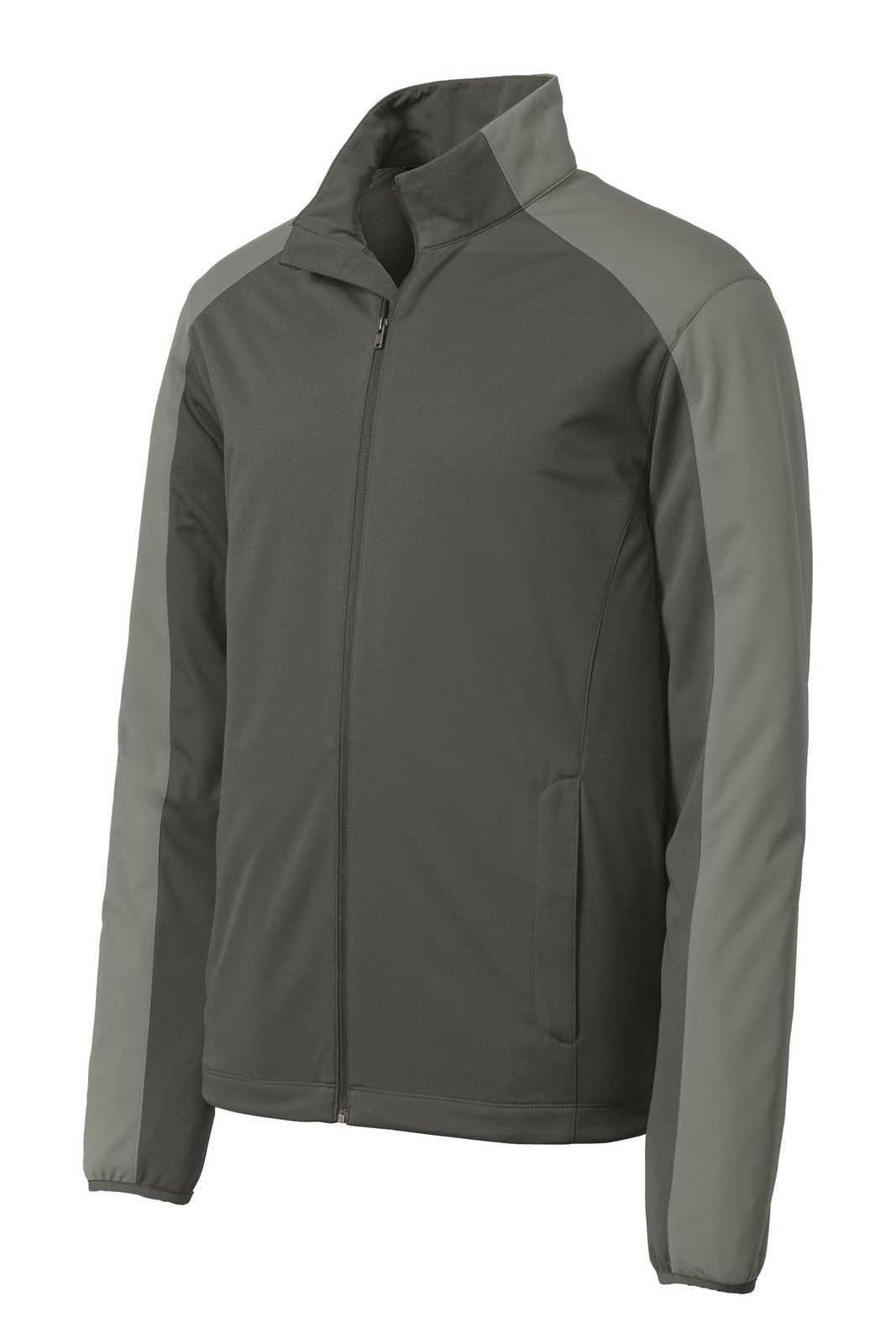 Port Authority J718 Active Colorblock Soft Shell Jacket - Gray Steel Rogue Gray - HIT a Double - 5